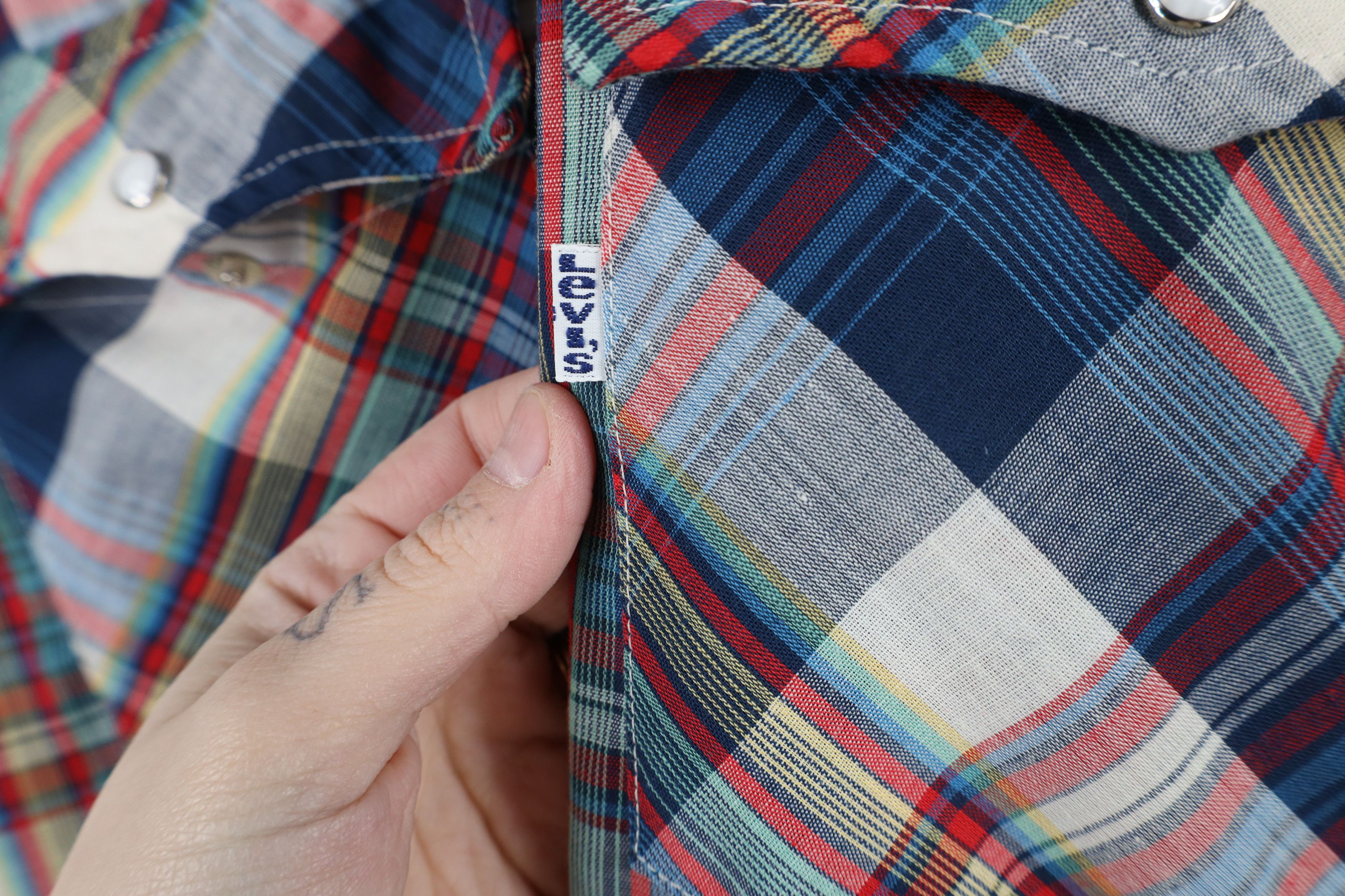 Levi's × Vintage Vintage 70s Levis Plaid Western Cowboy Snap Button Shirt USA Size US M / EU 48-50 / 2 - 7 Thumbnail