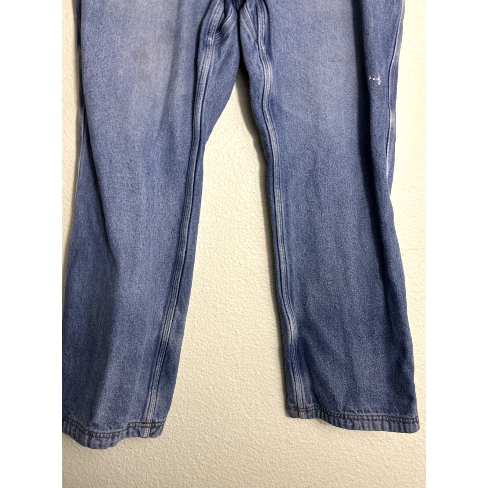 CO Duluth Mens Jeans 38x30 Medium Wash Flannel Lined Straight Paint Stains Blue 38 Regular Mens Size US 38 / EU 54 - 2 Thumbnail