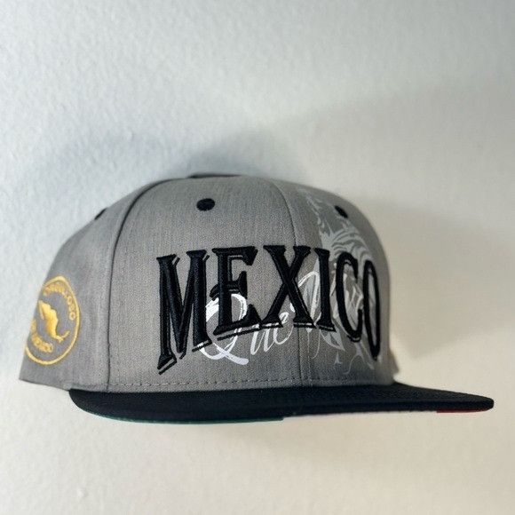 Designer NEW QUE VIVA MEXICO HEATHER GRAY/BLACK FLAT BILL SNAPBACK Size ONE SIZE - 2 Thumbnail
