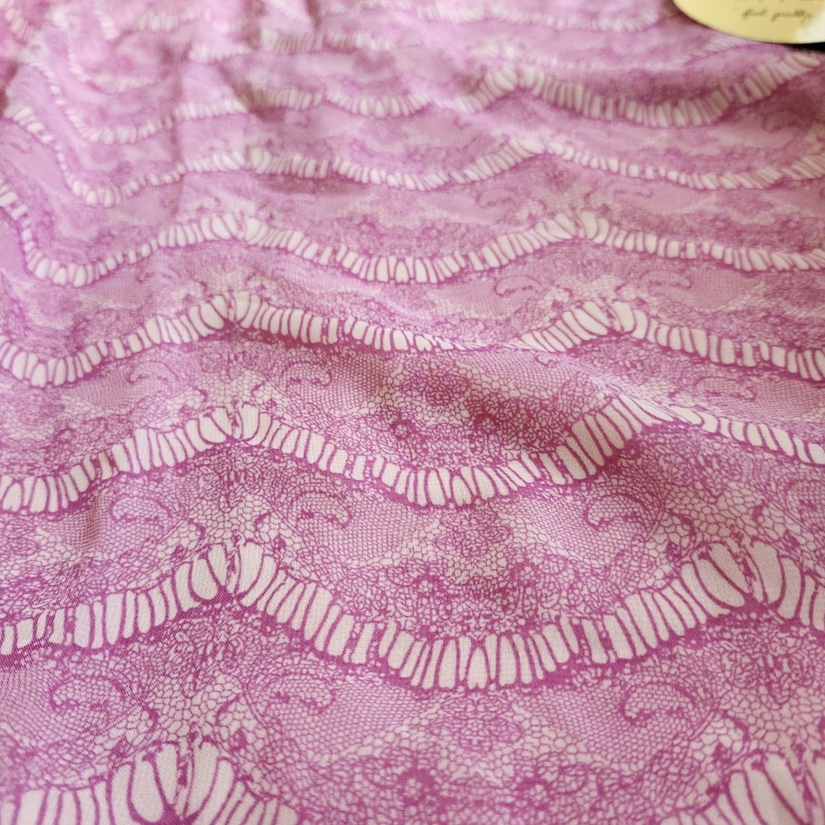 Vintage Emma & Michele Dress Women's Lilac Geometric Ruffle Neck Shift Preppy Sz 12 NWT Size XL / US 12-14 / IT 48-50 - 7 Thumbnail