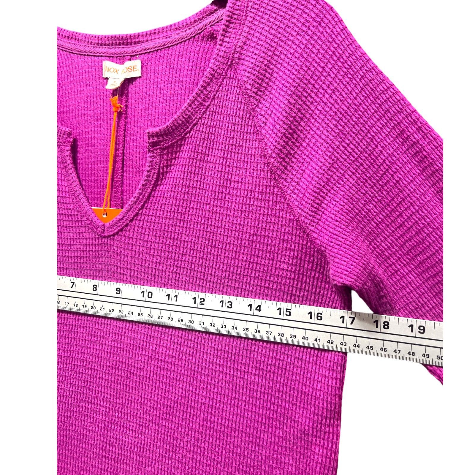 Other Knox Rose - Women's Long Sleeve Notch Neck Thermal Top - Pur Size M / US 6-8 / IT 42-44 - 5 Thumbnail