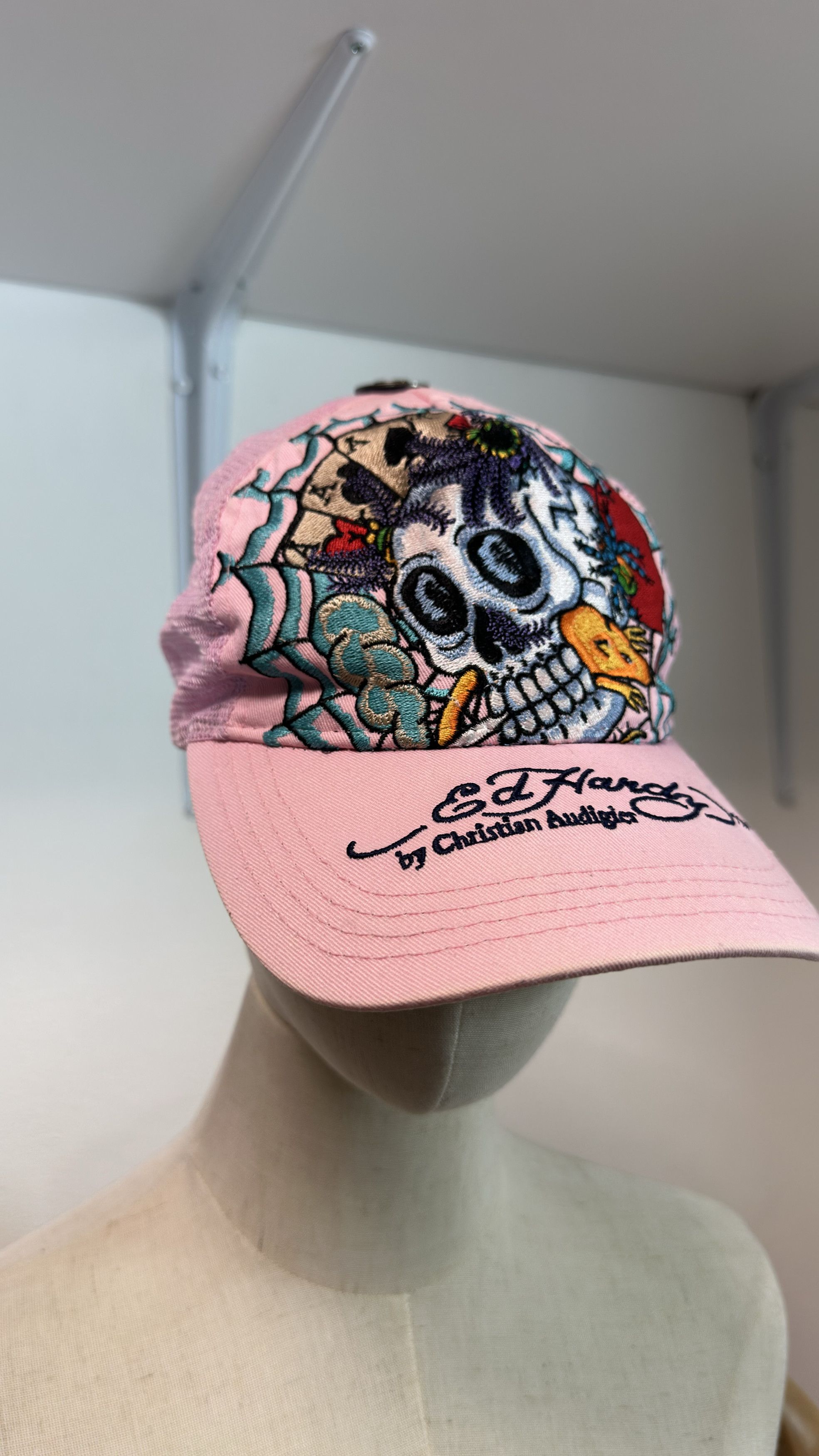 Ed Hardy Ed Hardy Christian Audigier Rhinestone Hat Skull Pink Size ONE SIZE - 2 Thumbnail
