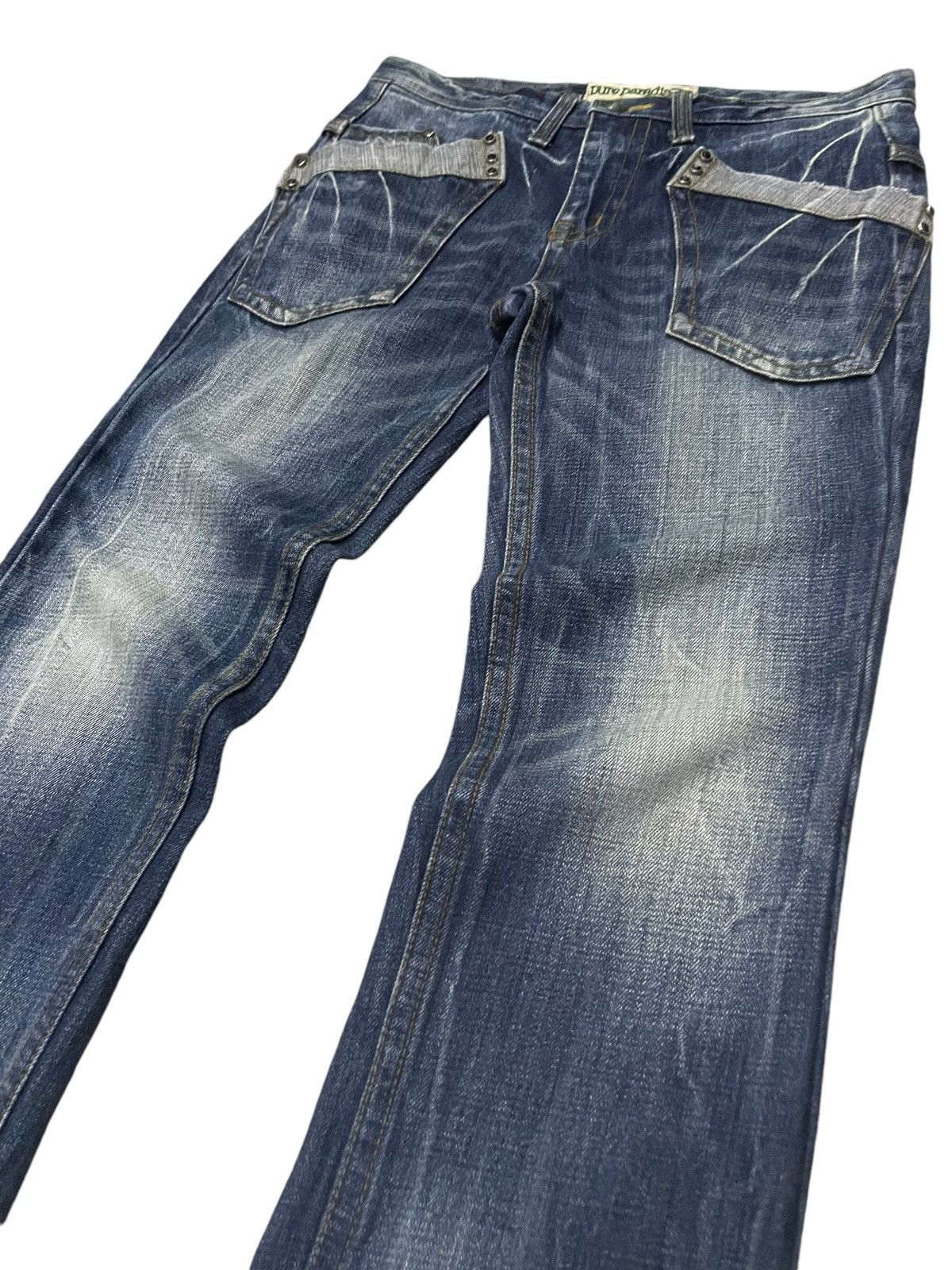 If Six Was Nine × LOWBOX × Le Grande Bleu (L.G.B.) Pure Paradise Japan Rhinestones Mens Flare Claw Mark Jeans Size US 32 / EU 48 - 4 Thumbnail