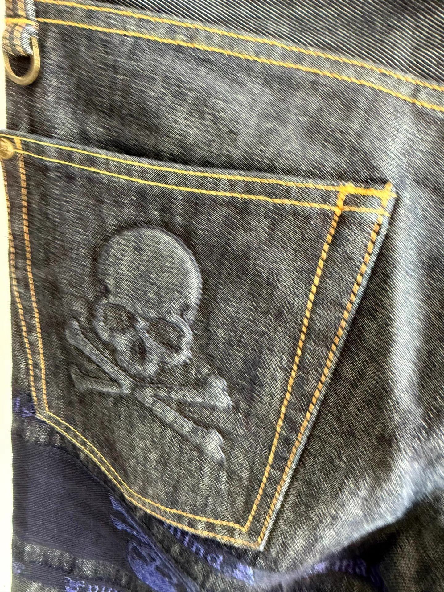 Mastermind Japan Mastermind Japan Blue Embroidery Jeans with Metal Rings Q17 Size US 34 / EU 50 - 4 Thumbnail