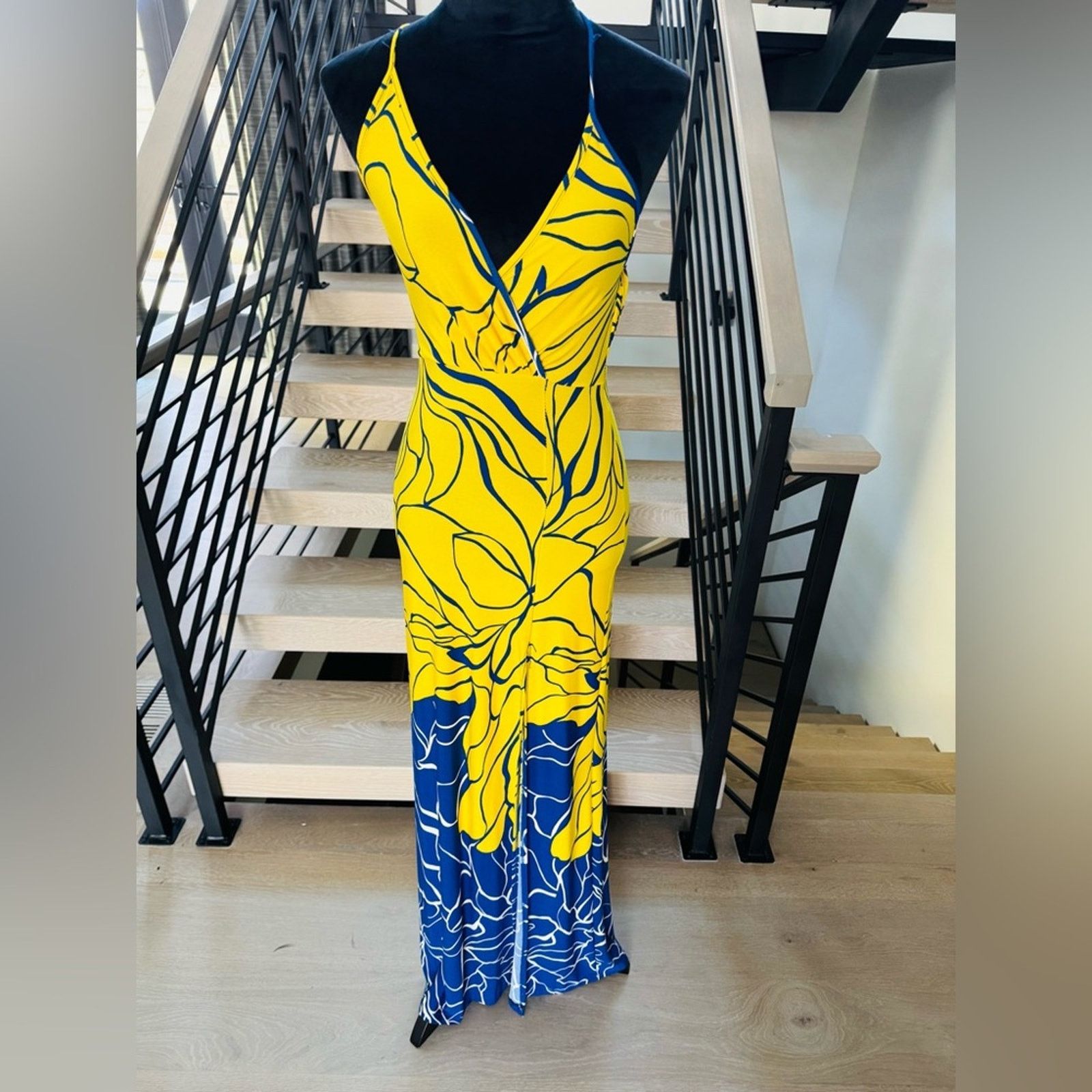 Other Fitted Maxi Summer Elegant Yellow Blue Floral Dress size XS Size XS / US 0-2 / IT 36-38 - 5 Thumbnail