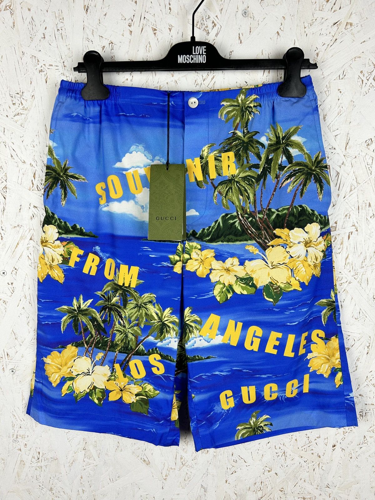 BNWT Gucci Yellow Hawaiian Cotton Bermuda Shorts 46