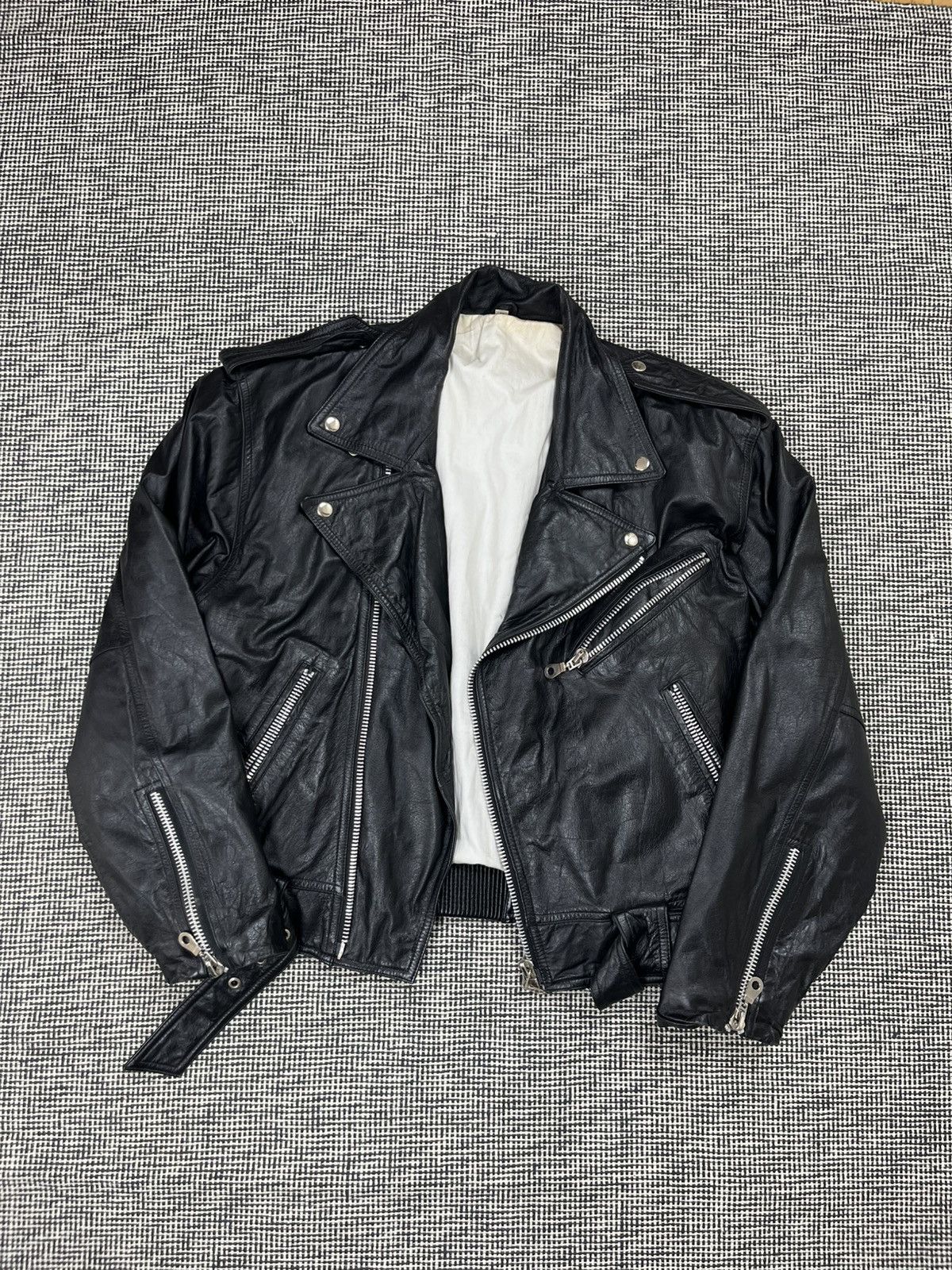 Genuine Leather Leather biker jacket cropped boxy jacket 90s perfecto Size US M / EU 48-50 / 2 - 2 Thumbnail