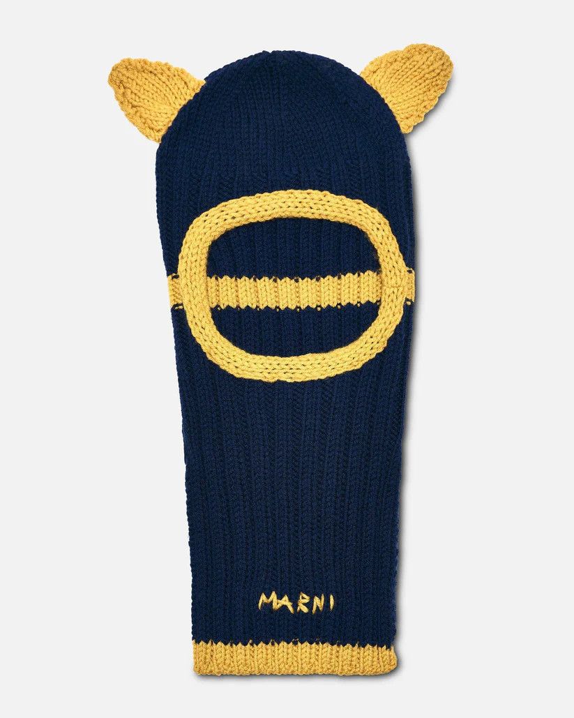 Marni o1s1v1r1oon0925 Size:Medium/ Balaclava With Ears in NavyBlue Size ONE SIZE - 1 Thumbnail