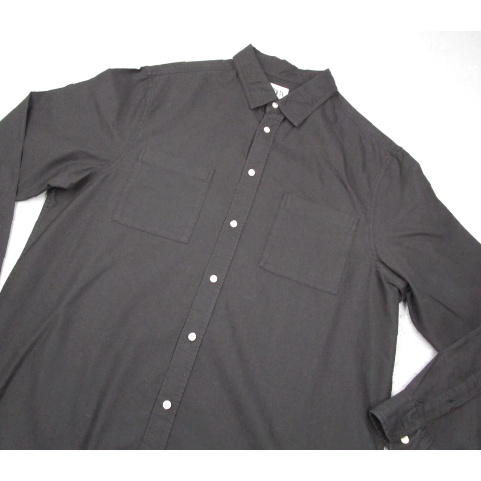 Zara VINTAGE Zara Men's Shirt XL Long Sleeve Button Down Casual Modern Cotton Twill Black Pockets 2010s Size US XL / EU 56 / 4 - 2 Thumbnail
