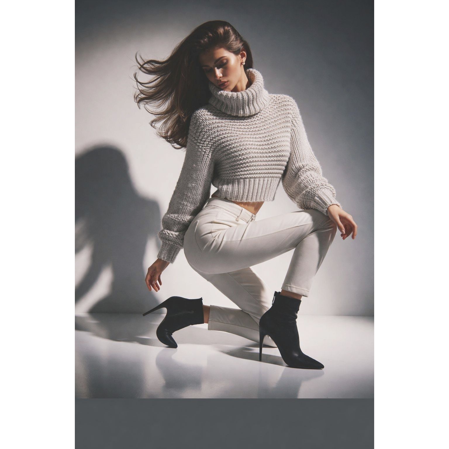 Other LUSH Small Oatmeal Chunky Turtleneck Sweater Cropped Texture Size S / US 4 / IT 40 - 1 Thumbnail