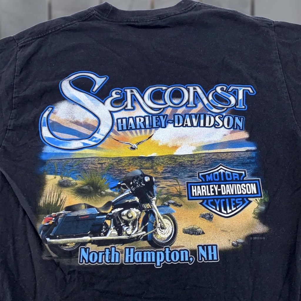 Harley Davidson Harley-Davidson Shirt Mens Medium Black Seacoast North Hampton NH Motorcycle Tee Size US M / EU 48-50 / 2 - 1 Thumbnail