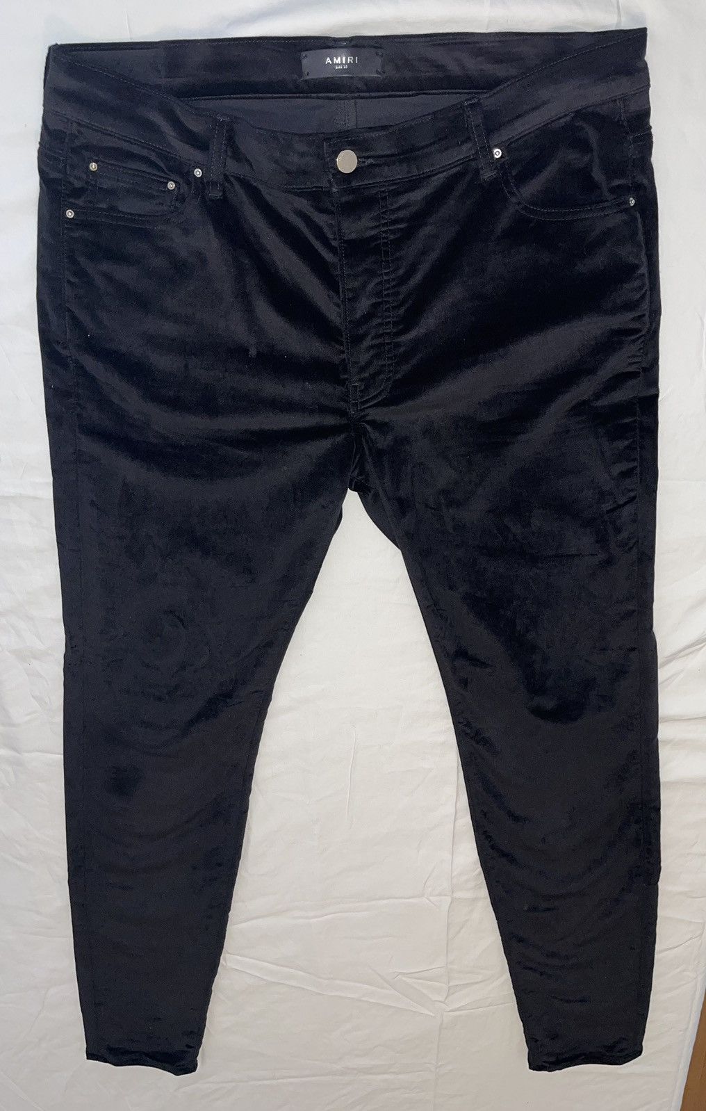 image of Amiri Velvet Stacked Pants in Black, Men's (Size 36)