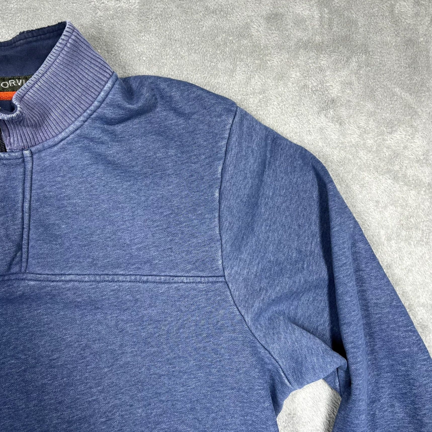 Orvis Orvis Men’s 2XL 1/4 Zip Sweatshirt Blue Pullover Knit Mock Neck Rib Cuff Button Snap All Seasons Casual Pullover Men’s Knit Top Fishing Logo 1/4 Zip Size US XXL / EU 58 / 5 - 3 Thumbnail