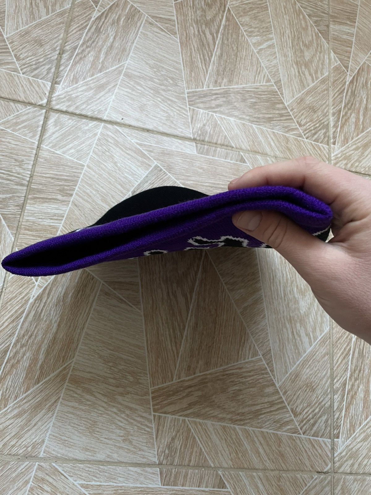 Japanese Brand × Vintage Y2K Rare Japanese Brand Purple Flame Logo Opium Beanie Hat Size ONE SIZE - 3 Thumbnail