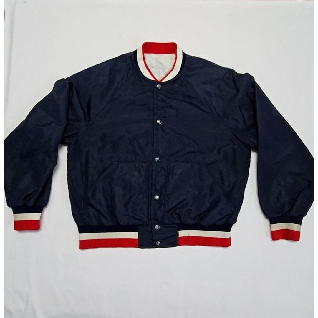 Vintage Vintage Bomber Snap Blue Button Striped Cuffs 80s L Jacket Size US L / EU 52-54 / 3 - 1 Thumbnail