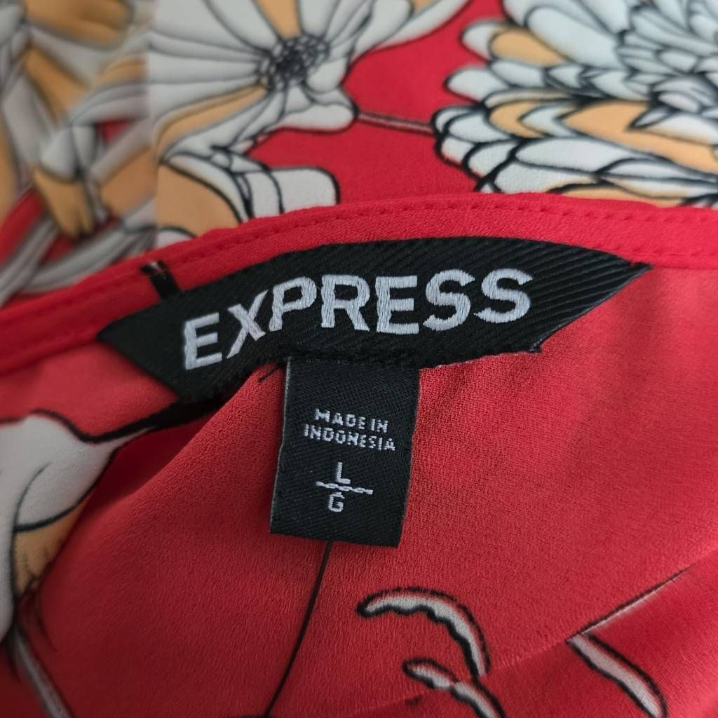 Express Express Women's Size Lrg Women's Red Orange Floral Pelican O Size L / US 10 / IT 46 - 2 Thumbnail