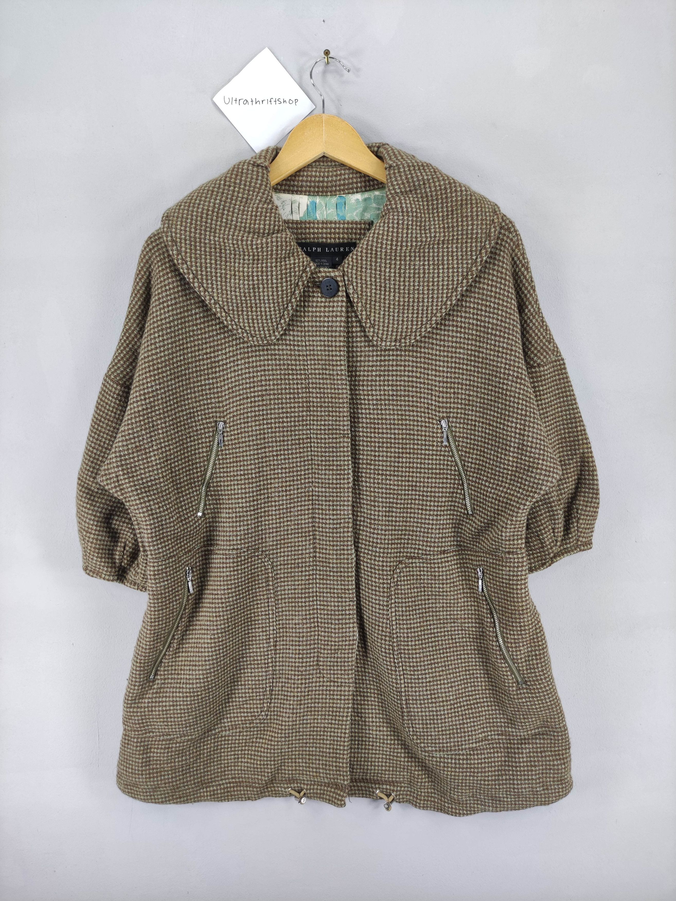 Vintage Ralph Lauren Wool Coat Jacket Short Sleeve