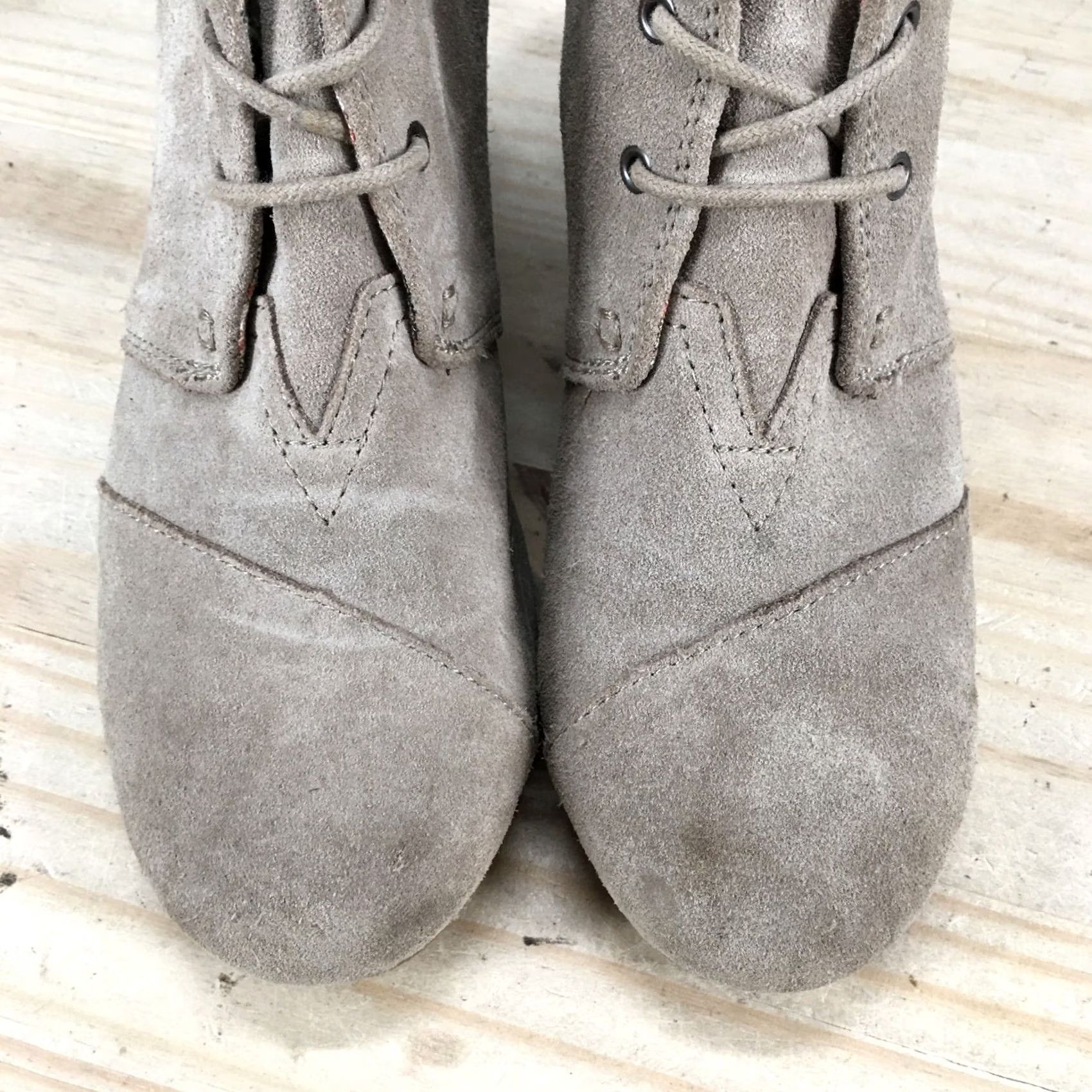 Toms TOMS Boots Womens 8 Desert Ankle Booties Wedge Heels Casual Brown Suede Lace Up Women Bootie XS? Size US 8 / IT 38 - 7 Thumbnail