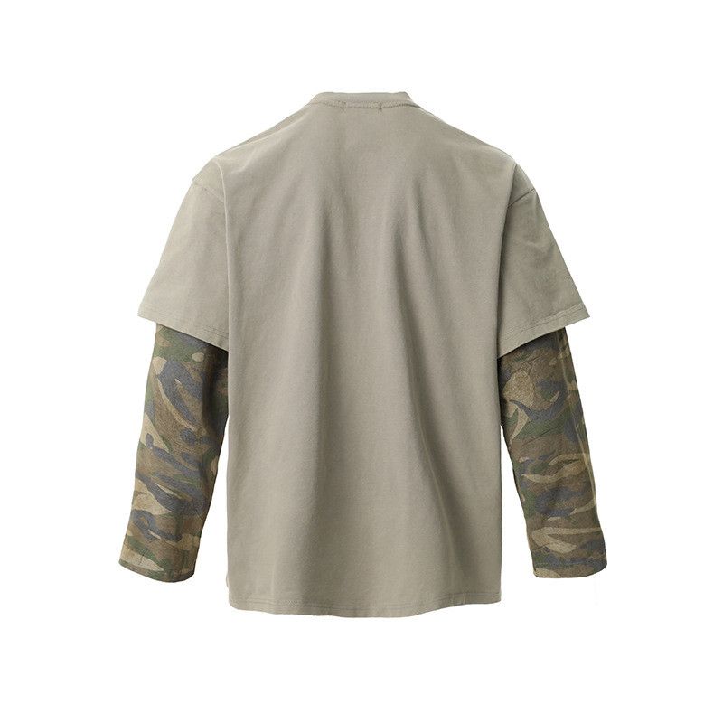 Vintage Retro camouflage faux two-piece long-sleeved T-shirt Size US M / EU 48-50 / 2 - 2 Thumbnail