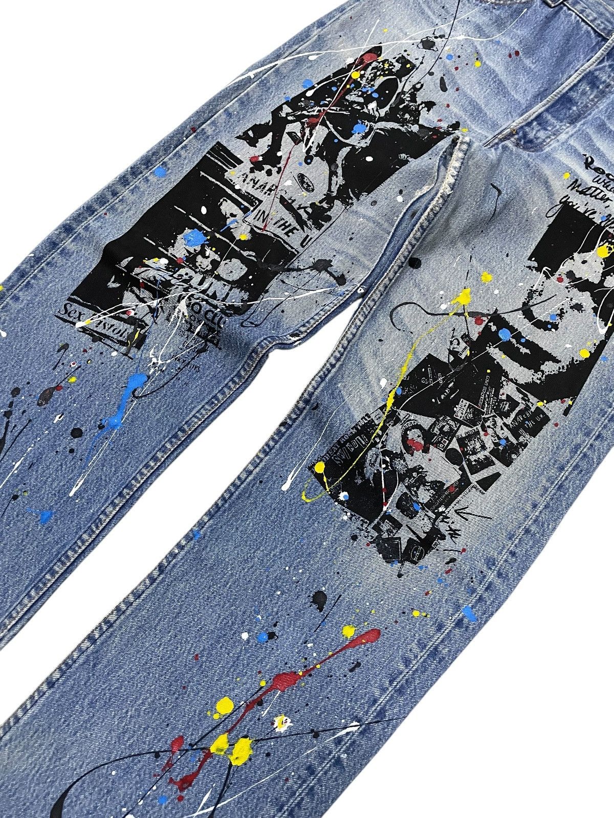 Hysteric Glamour × Levi's × Seditionaries Vintage Levis 501 Riot Poems Paint Splatter Jeans Size US 34 / EU 50 - 4 Thumbnail