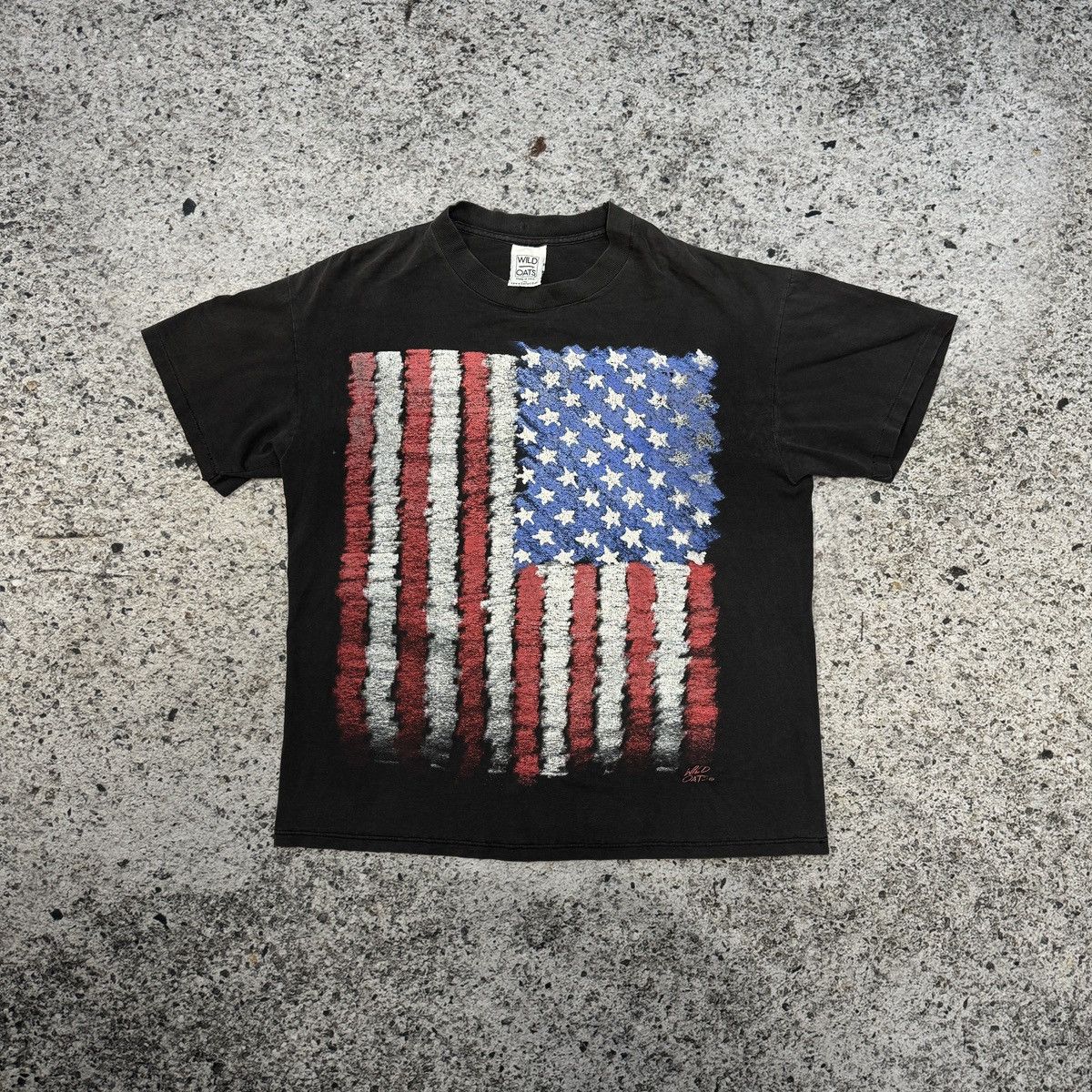Vintage 90s Faded Thrashed American Flag Tee ERD Grunge Biker Size US L / EU 52-54 / 3 - 1 Thumbnail