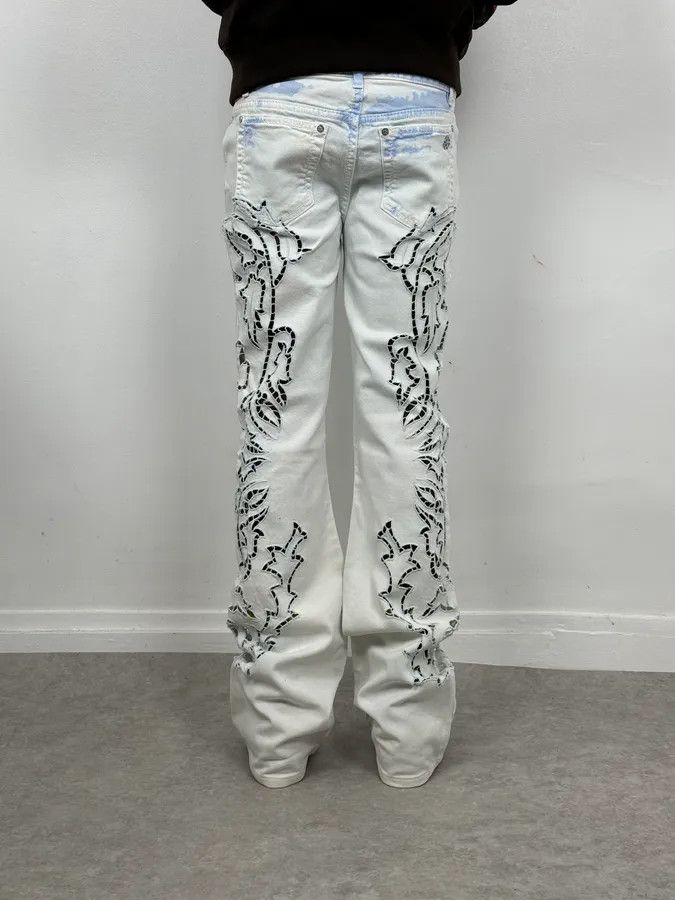 Roberto Cavalli 2010s Roberto Cavalli Leaves Tribal White Pants Size 28" / US 6 / IT 42 - 4 Thumbnail