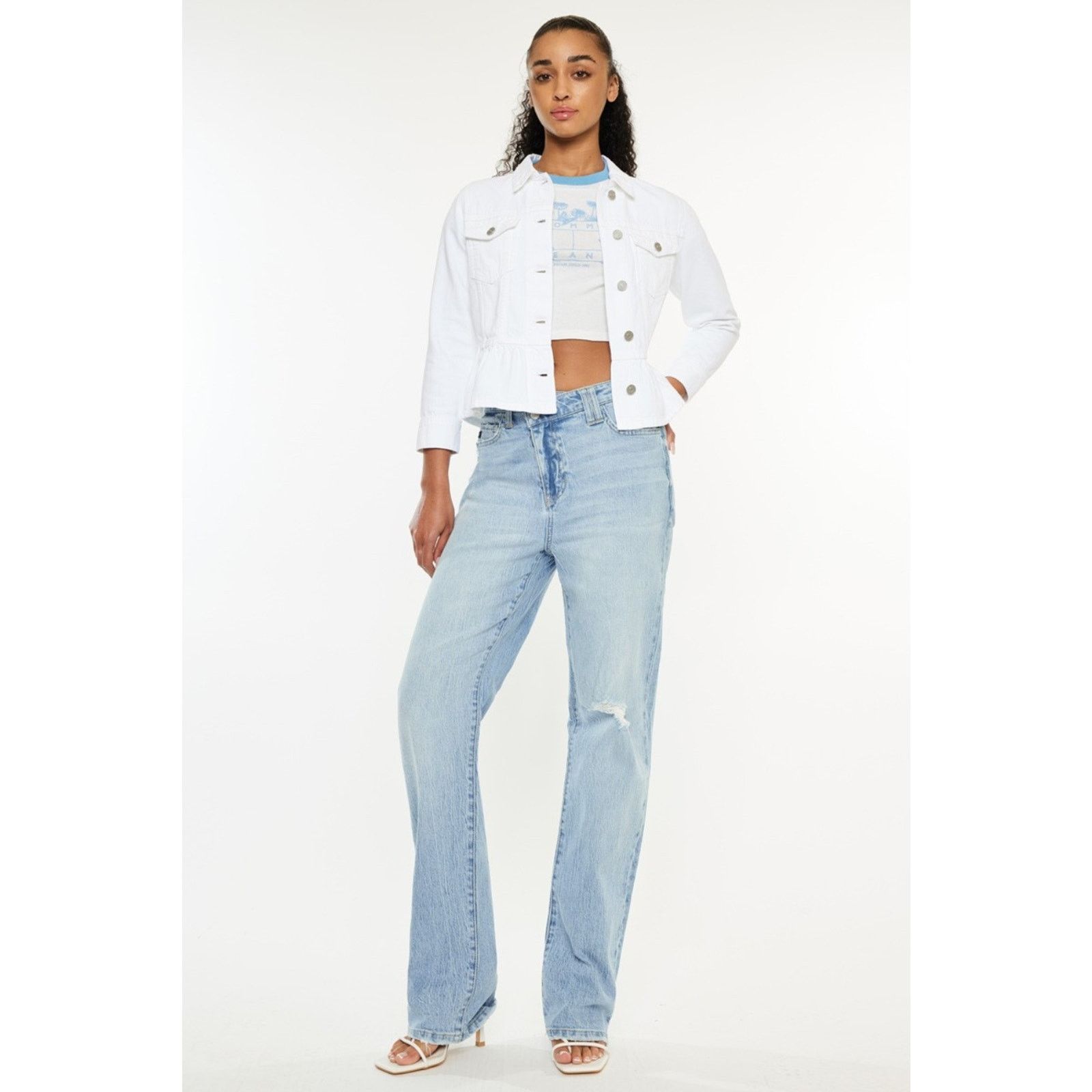 Other KanCan Distressed High Waist Straight Jeans - Size 9/28 Size 28" / US 6 / IT 42 - 1 Thumbnail
