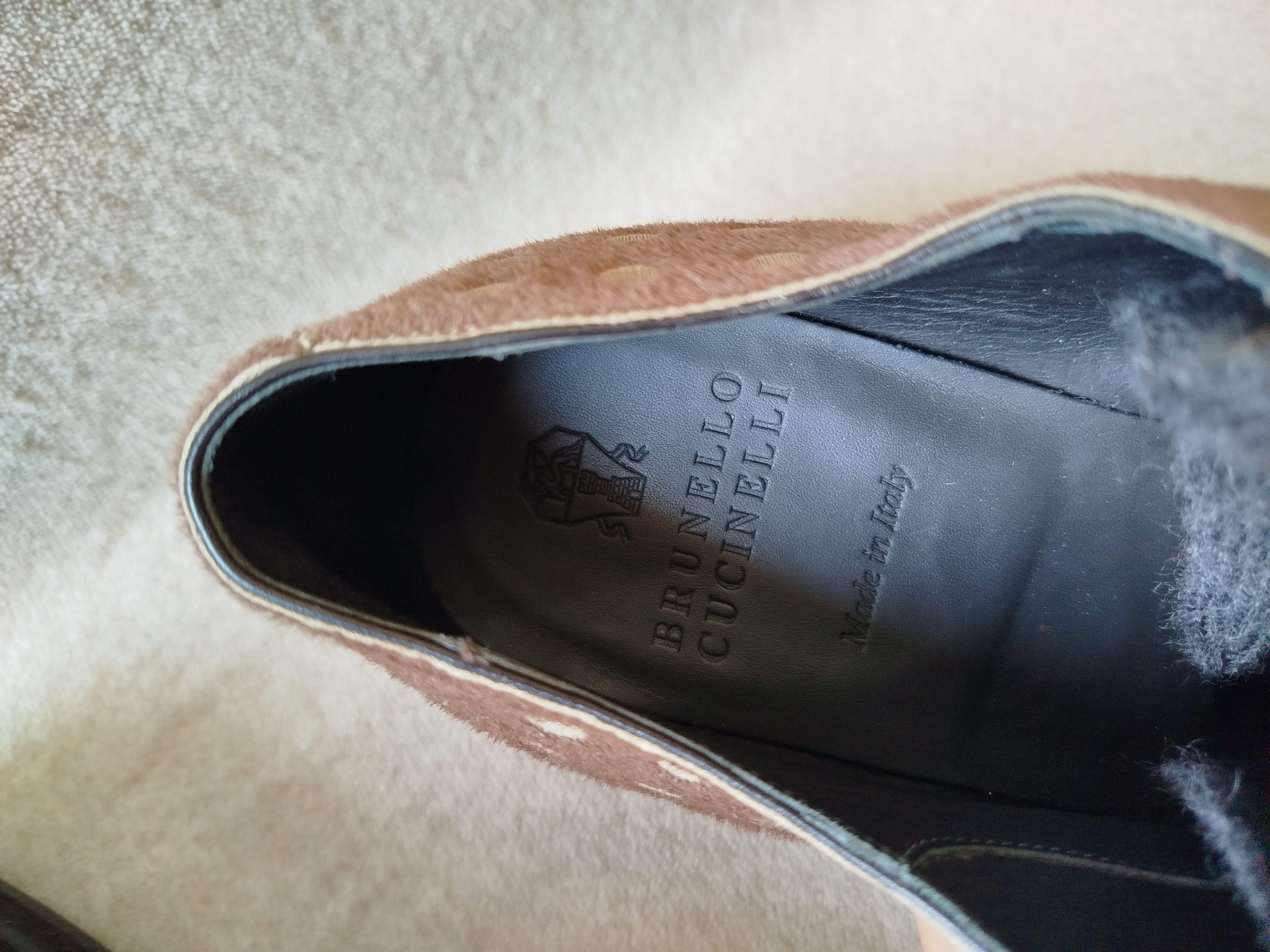 Brunello cucinelli brown pony calfskin lace ups