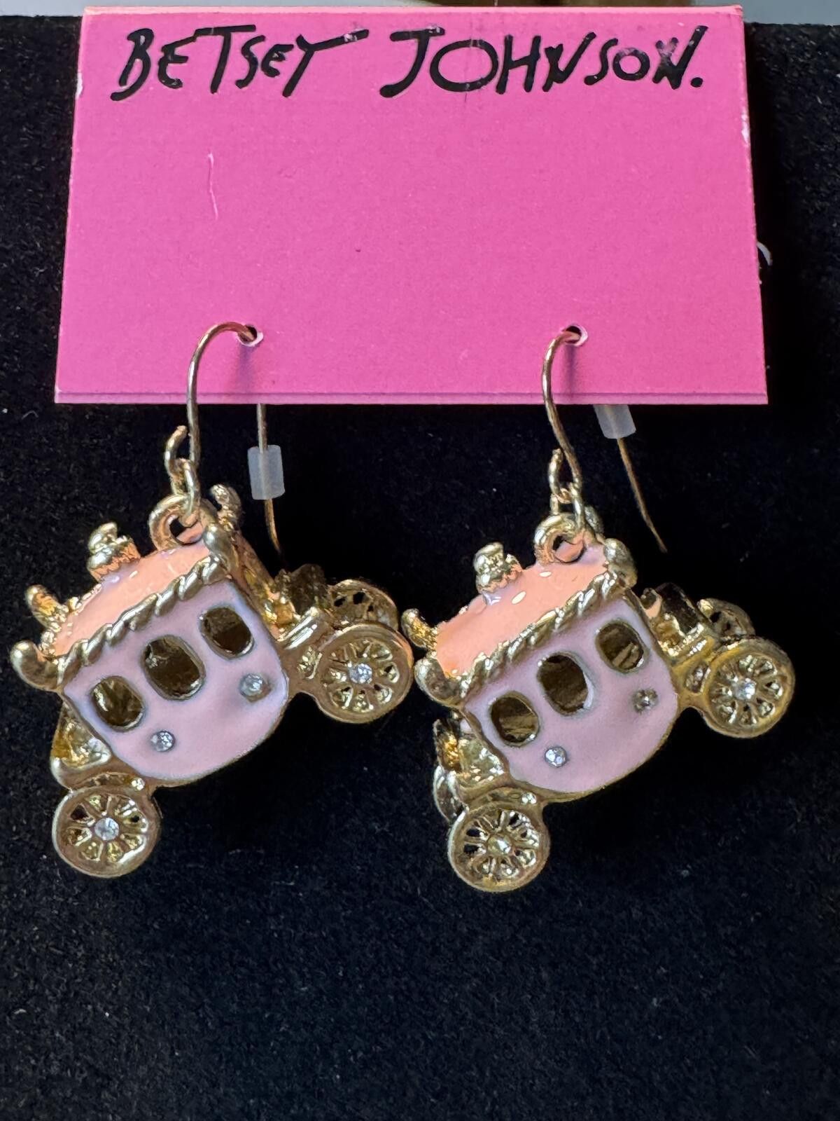 Other Betsey Johnson Pink Carriage Dangle Earrings Size ONE SIZE - 1 Preview