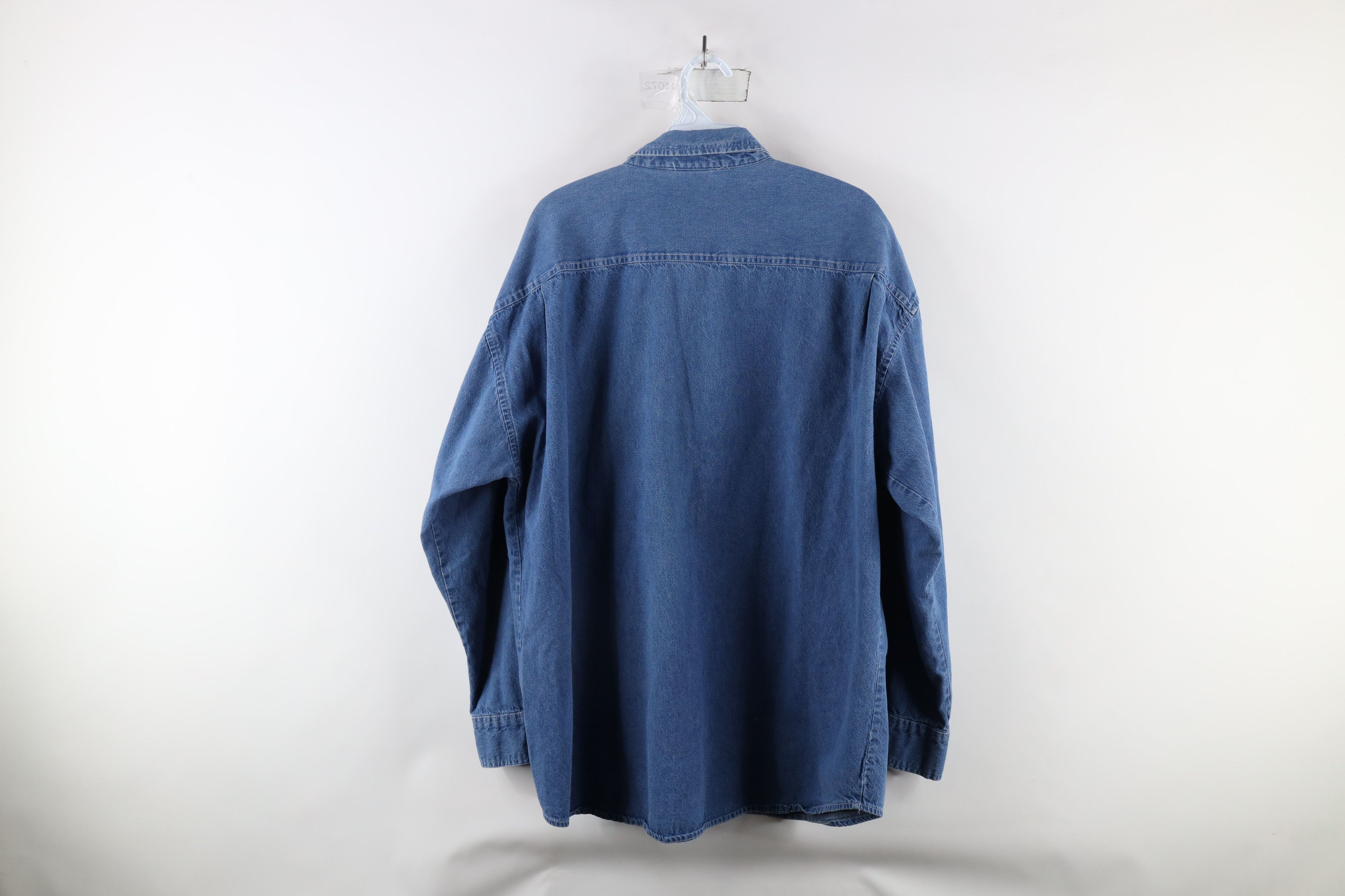 Vintage Vintage 90s Oakland Raiders Football Denim Button Down Shirt Size US XL / EU 56 / 4 - 11 Thumbnail