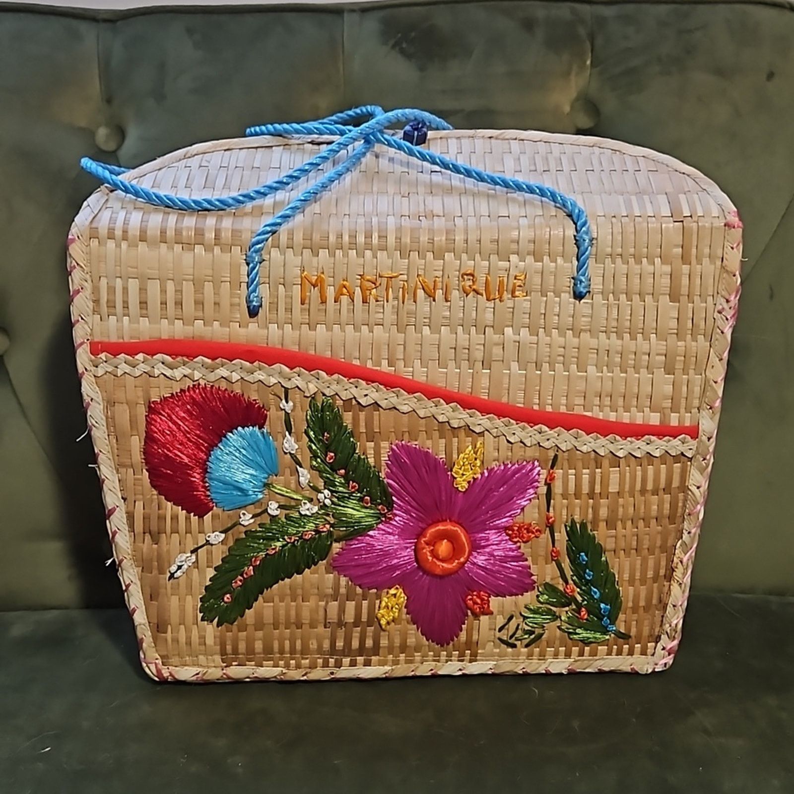Other Rare! Martinique straw Floral embroidered tote bag Size ONE SIZE - 1 Thumbnail