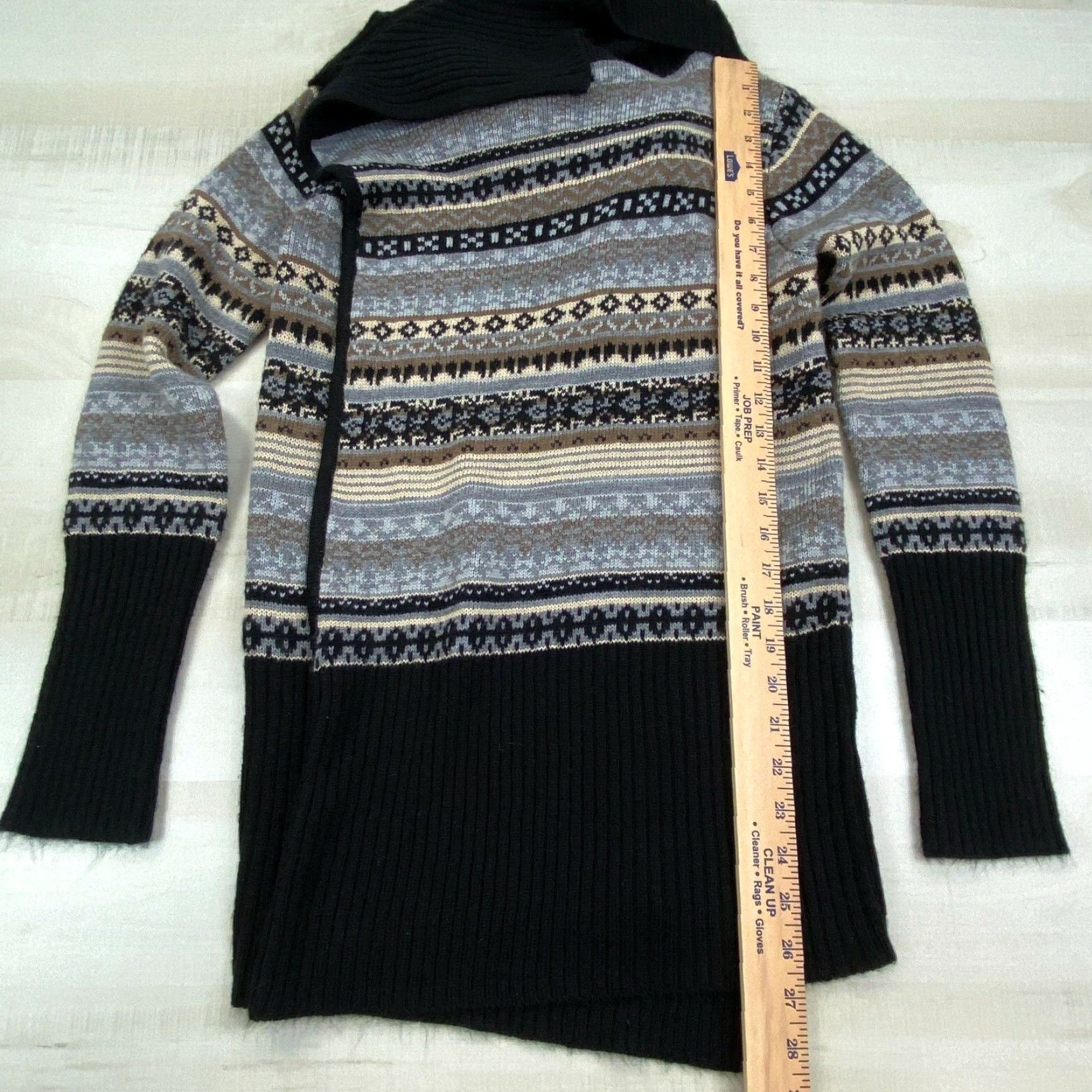 Vintage Allie & Rob Womens Cardigan Sweater Small Black Gray Open Waterfall Soft Loose Knit Style Regular Casual Comfort Men’s? Size S / US 4 / IT 40 - 5 Thumbnail
