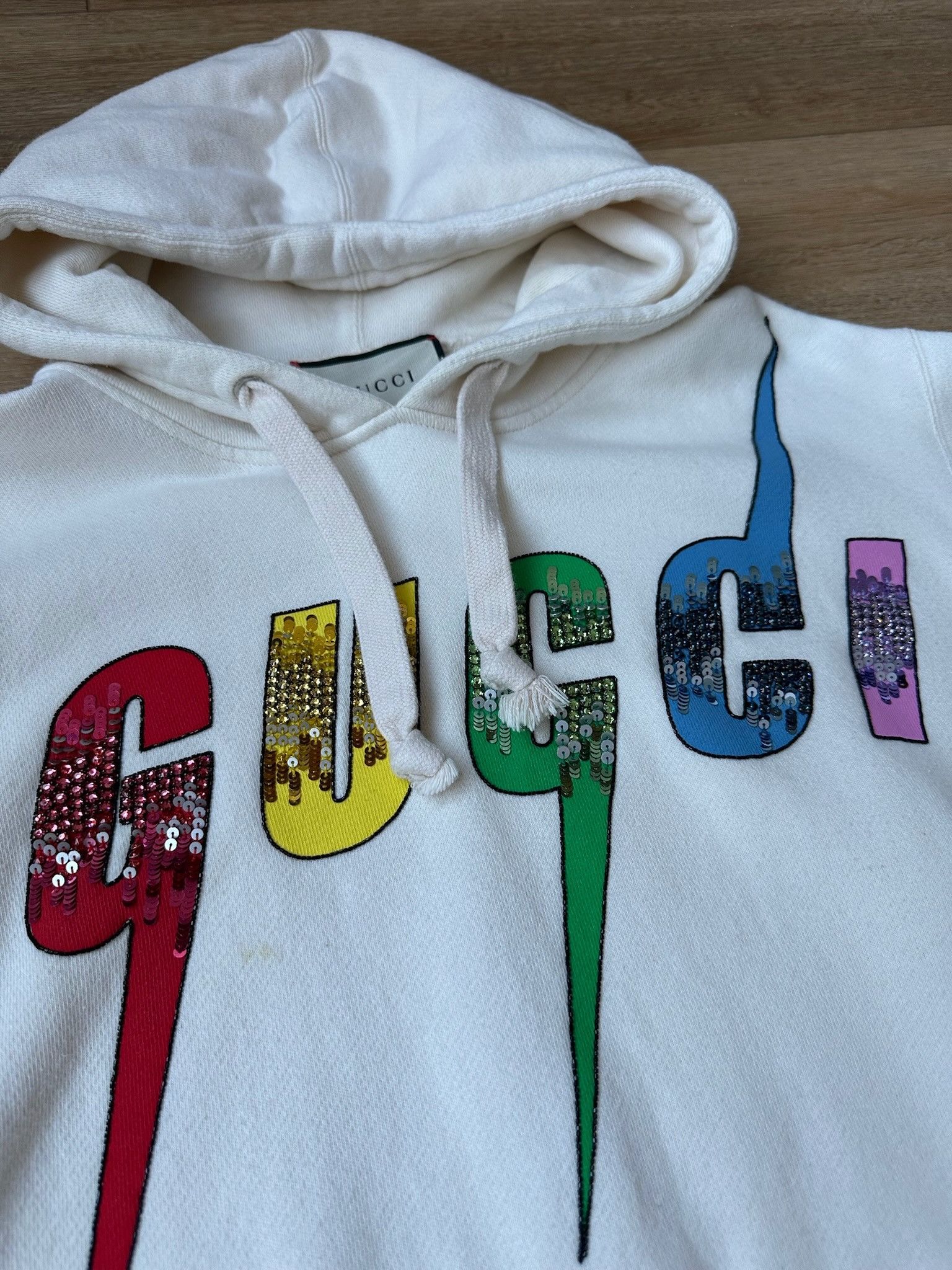 Gucci 🔥[SALE]🔥 Gucci Blade Logo And Sequins Tops White Hoodie Size XS / US 0-2 / IT 36-38 - 9 Thumbnail