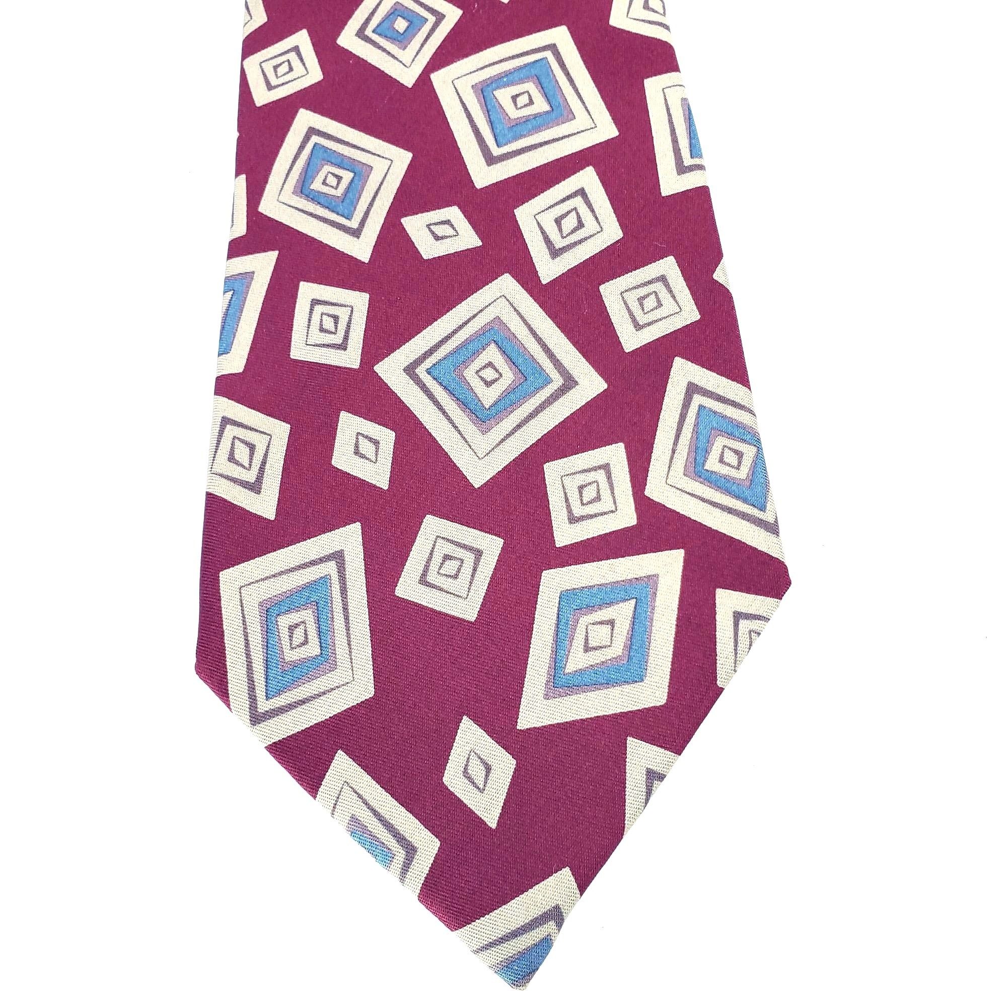 Burberry Burberrys of London Tie Silk Oxblood Abstract Pattern Cravat Size ONE SIZE - 6 Thumbnail