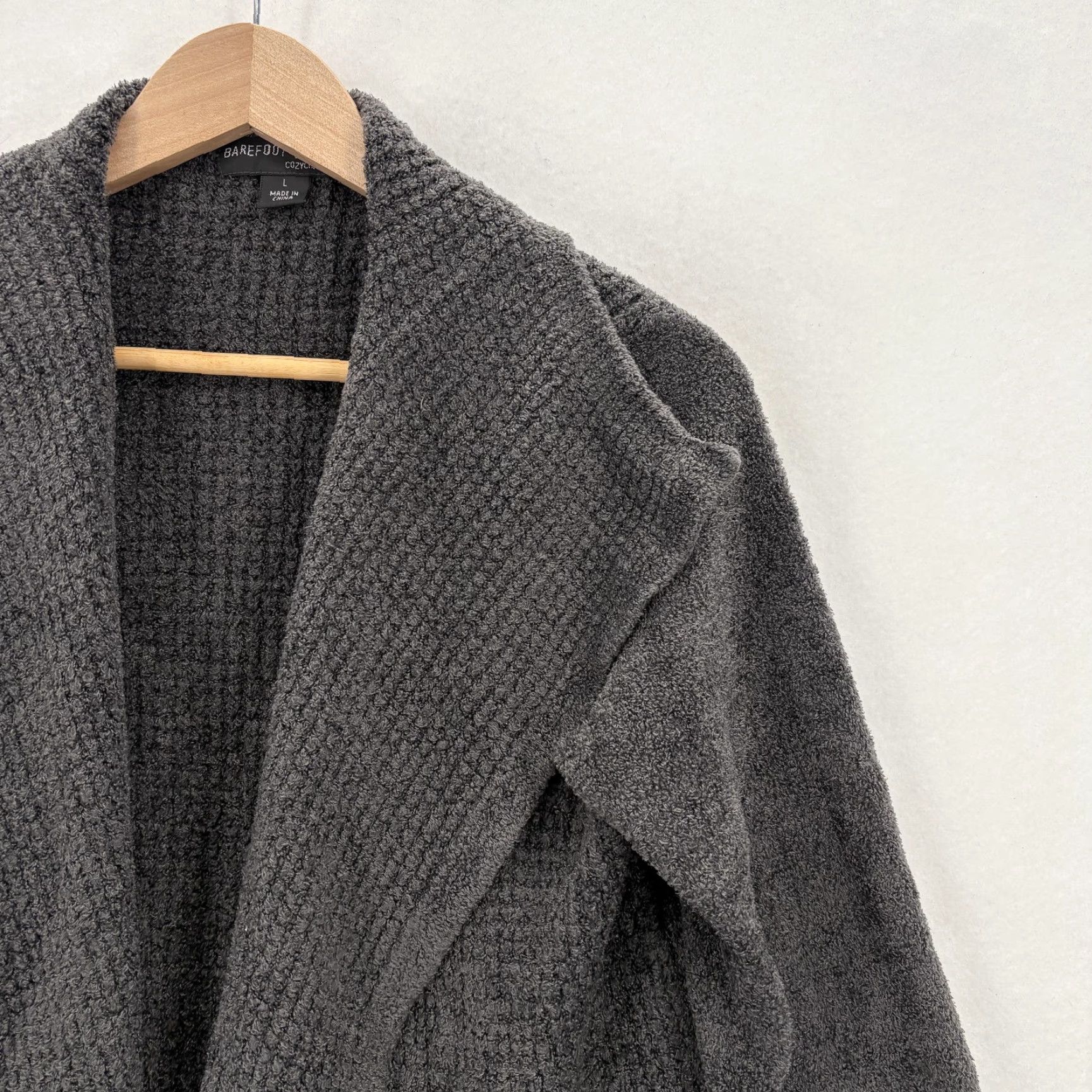 Vintage Barefoot Dreams Cardigan Womens Large Gray Cozychic Lite Open Pockets Knit Lightweight Size L / US 10 / IT 46 - 2 Thumbnail