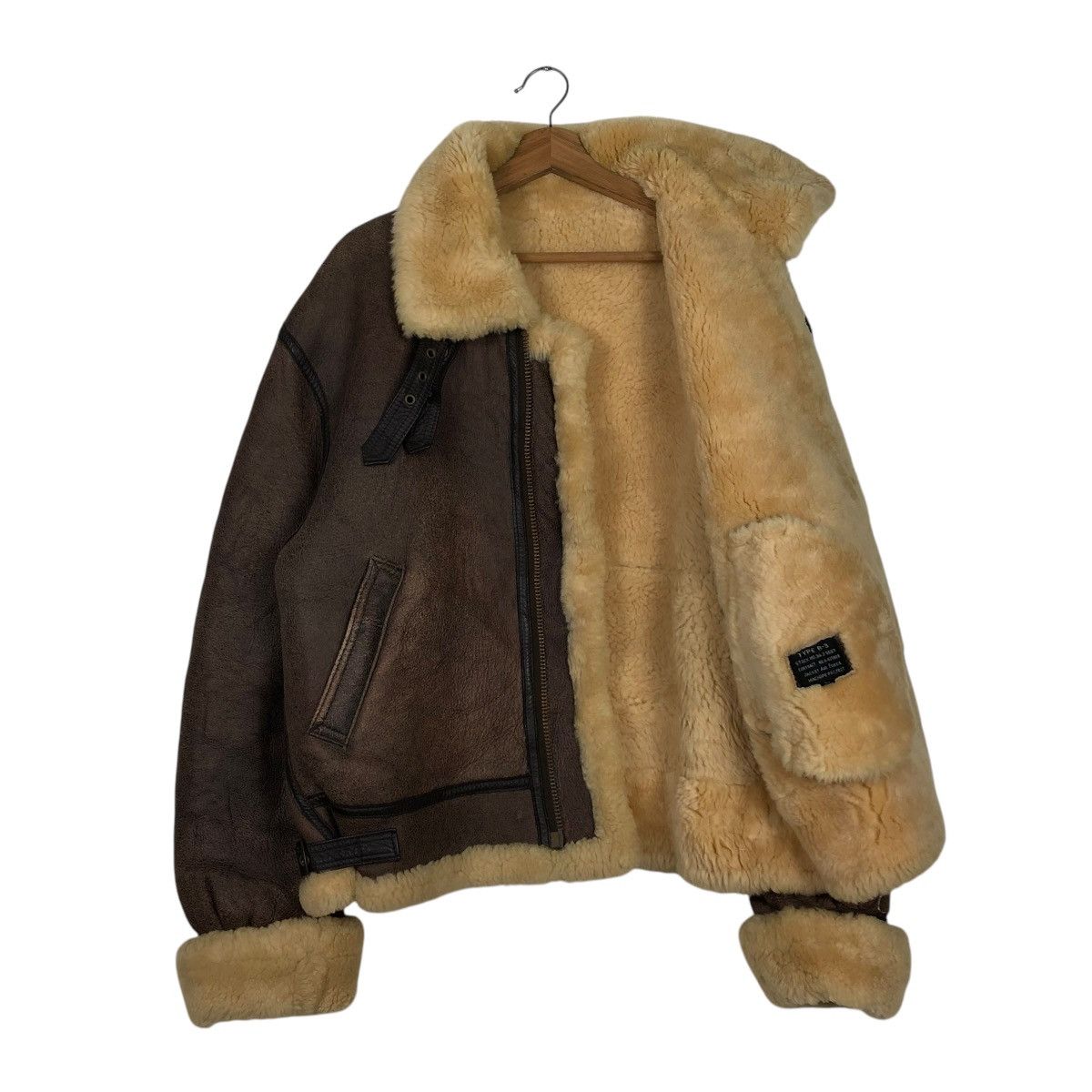 Vintage 🔥VINTAGE GENUINE LEATHER SHEARLING B-3 JACKET AIR FORCE Size US L / EU 52-54 / 3 - 13 Thumbnail