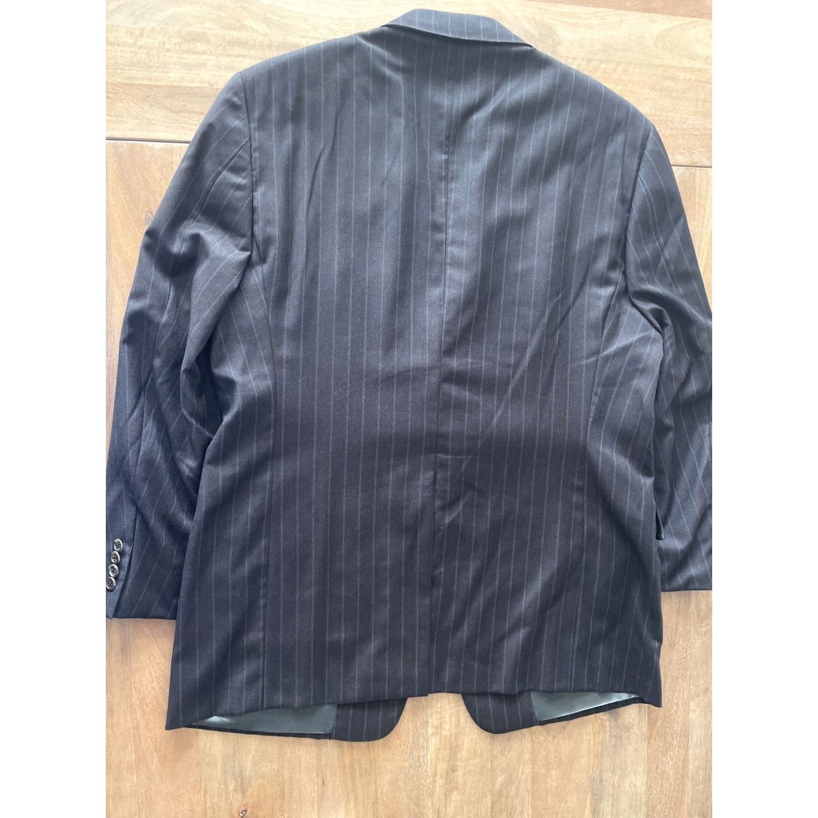 Loro Piana Hickey Freeman Loro Piana Super 120s Sport Jacket Coat Mens 44R Pinstripe Blazer Single-Breasted 2-Button Notch Wool Gray Navy? Size 44R - 2 Thumbnail