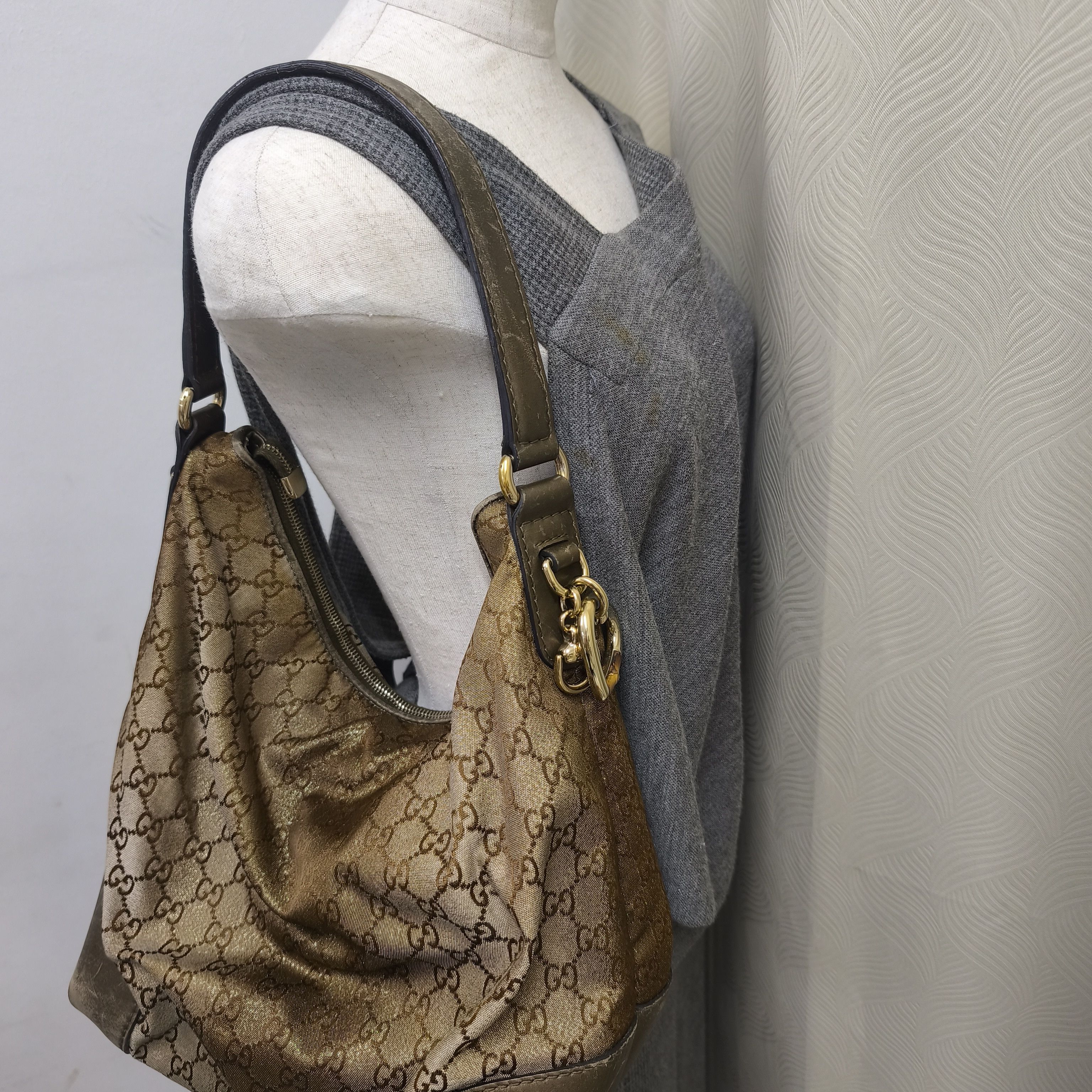 Gucci GUCCI Beige Metallic GG Canvas Heart-Bit Hobo Bag Size ONE SIZE - 2 Thumbnail