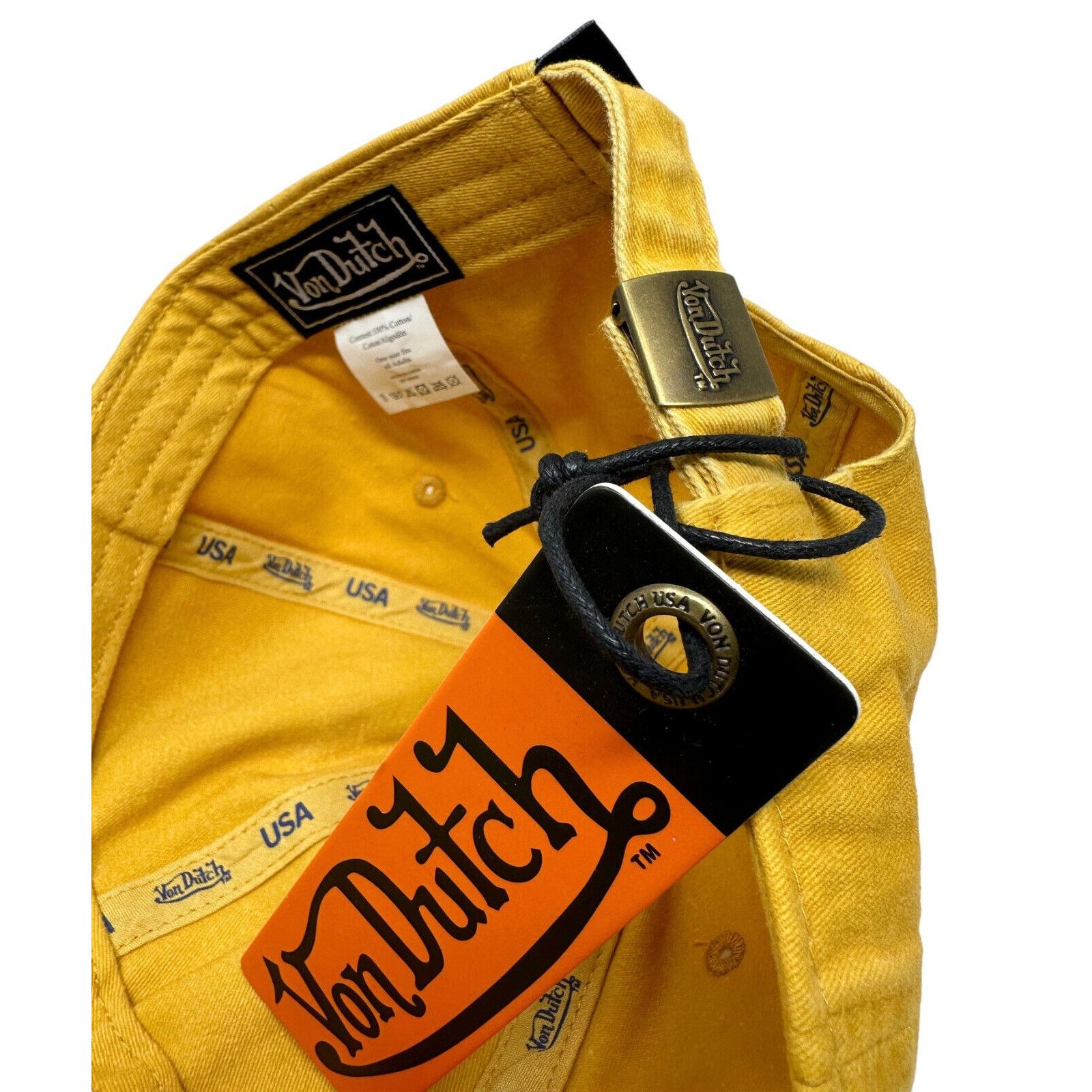 Von Dutch Von Dutch Strapback Hat Washed Mustard Distressed Dad Cap Size ONE SIZE - 6 Thumbnail