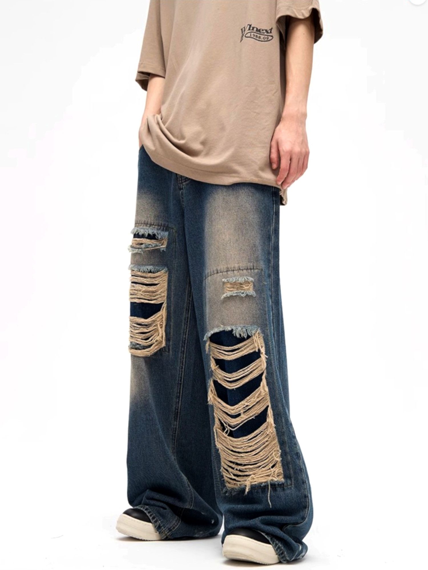Designer × Japanese Brand × Vintage Punk Rock Ripped Oversize Washed Jeans Streetwear Rave Size US 34 / EU 50 - 5 Thumbnail