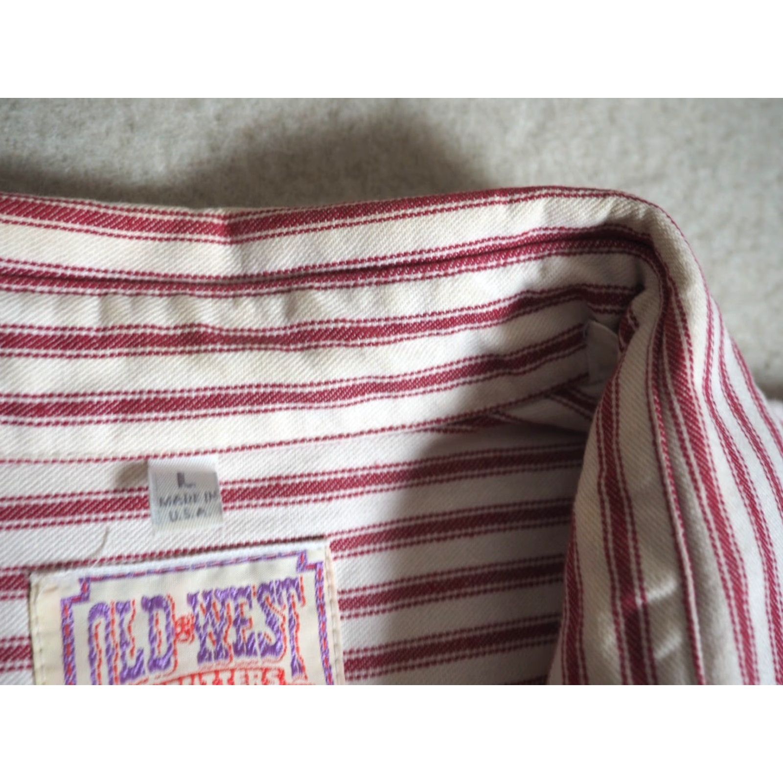 Vintage VINTAGE Old West Outfitters Henley Shirt L Red White Stripe Pocket Cotton Rockabilly 80s 90s Cowboy USA Mens Size US L / EU 52-54 / 3 - 6 Thumbnail