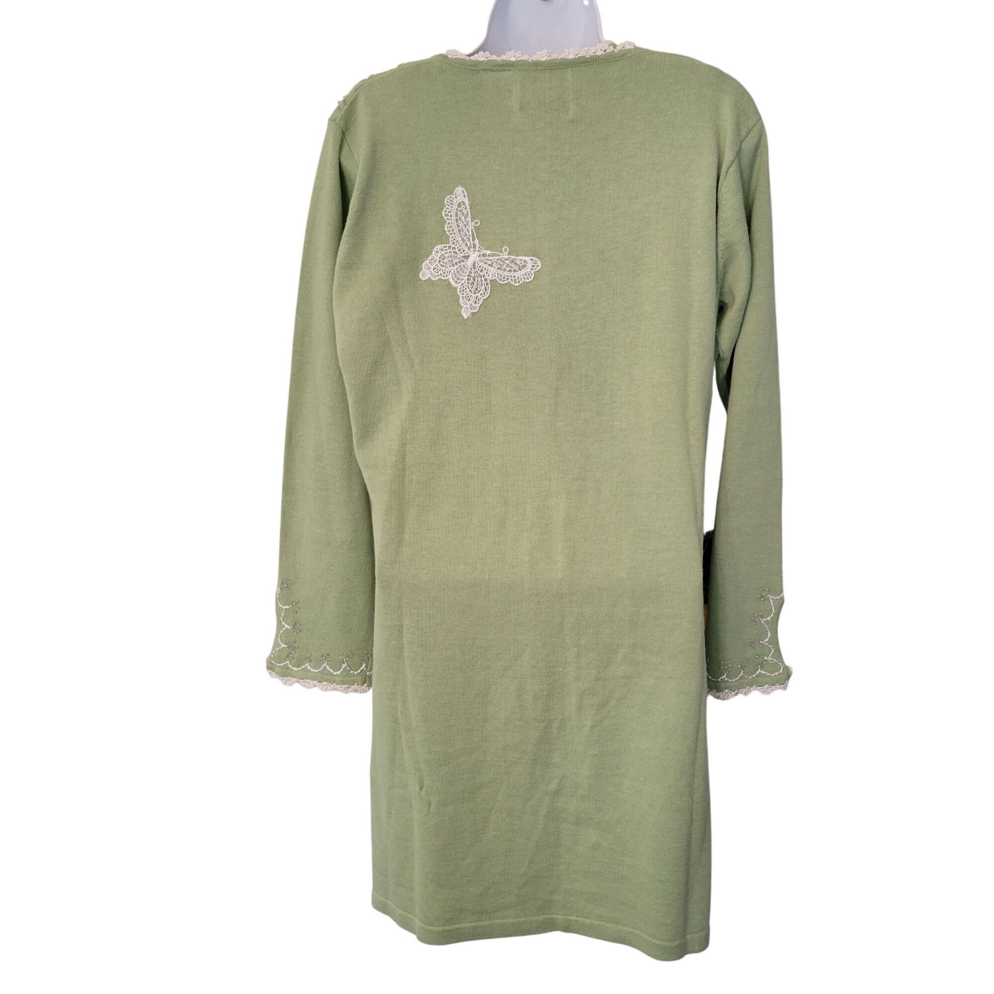 Other Storybook Knits S Shimmery Dream Green Sweater Tank Cardigan Size S / US 4 / IT 40 - 4 Thumbnail