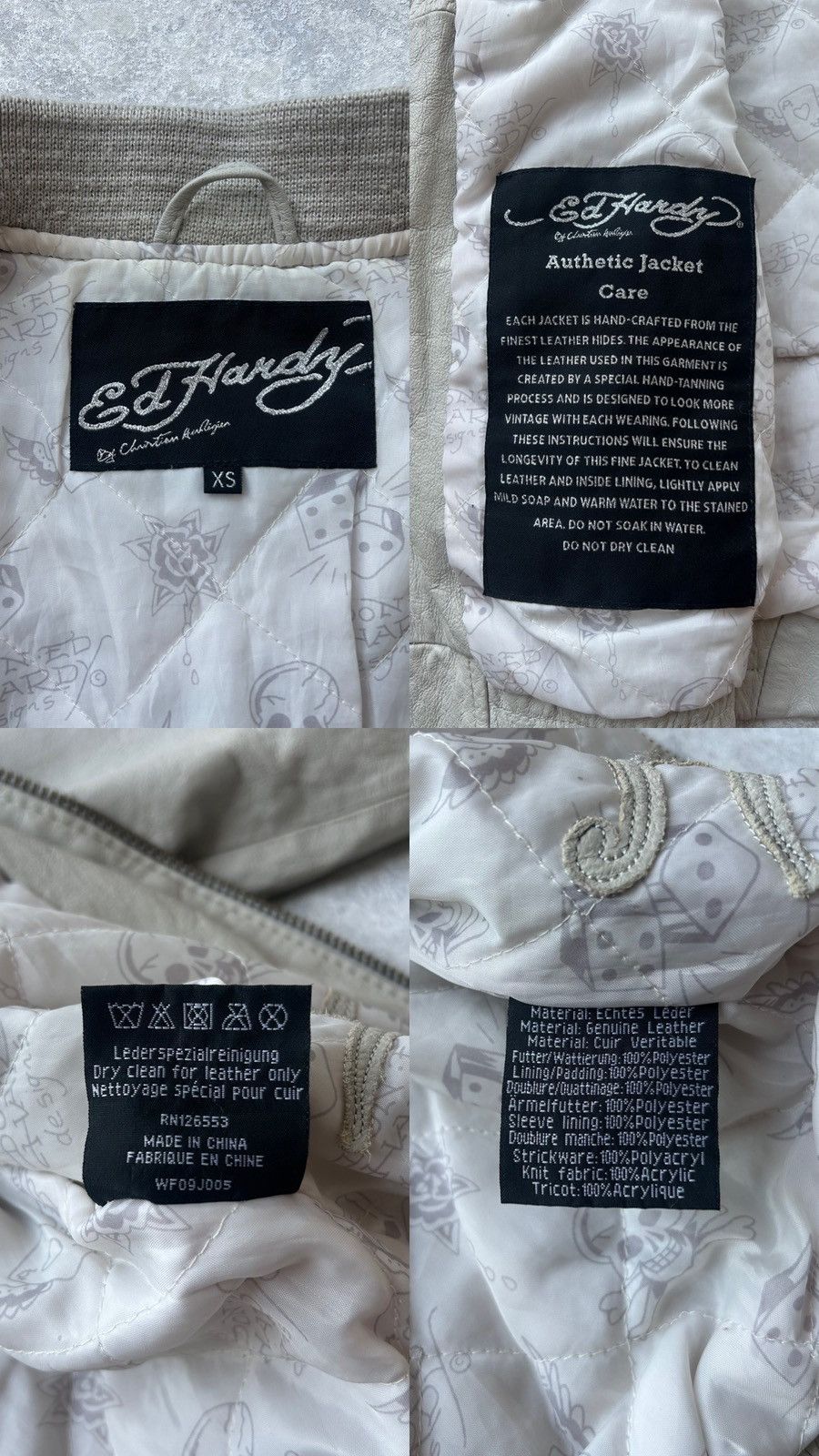 Ed Hardy Y2K Ed Hardy Studded Japan Style Tattoo Leather Jacket Size XS / US 0-2 / IT 36-38 - 18 Thumbnail