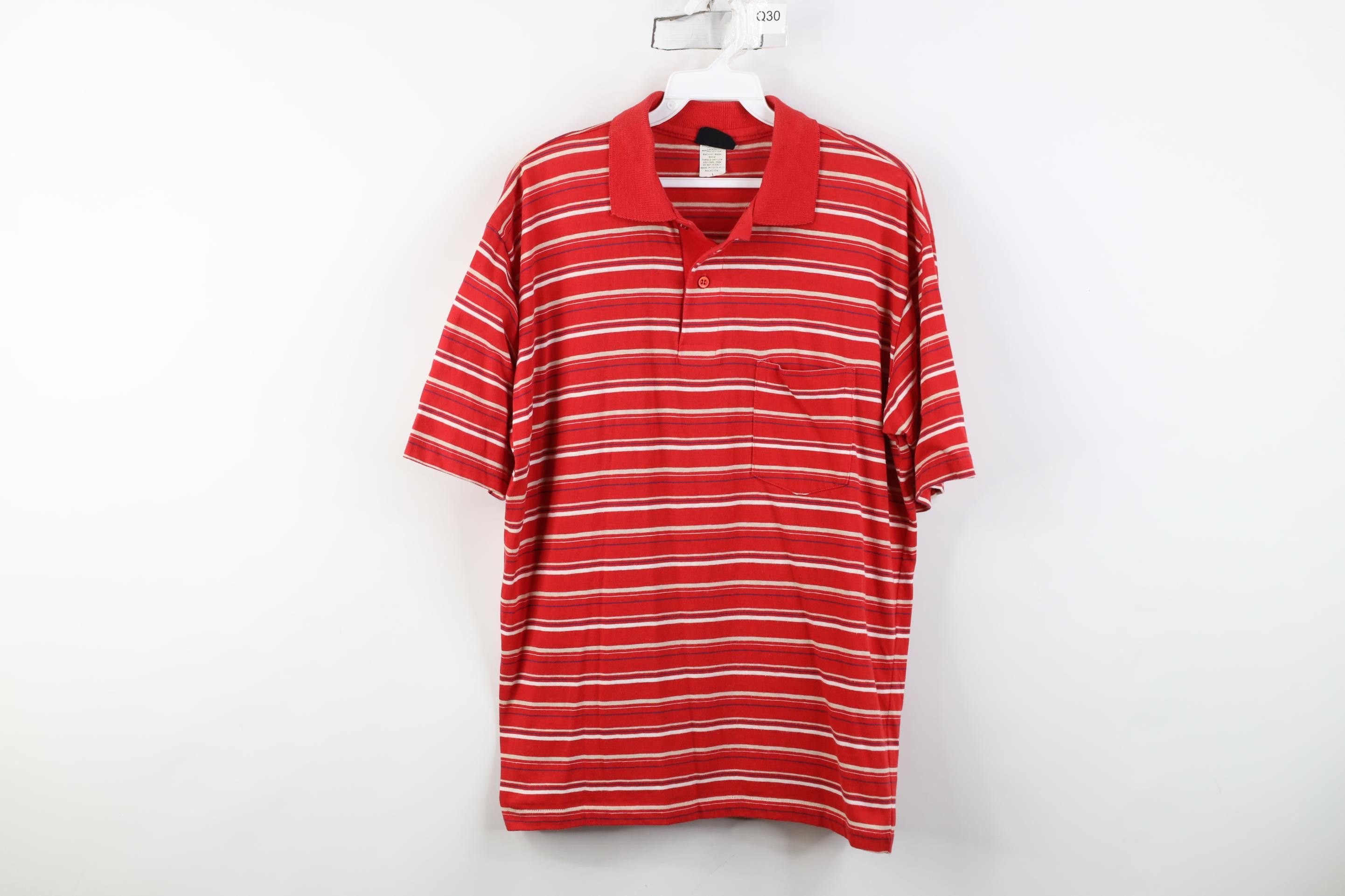 Vintage Vintage 70s 80s Streetwear Block Knit Golf Polo Shirt Red Size US L / EU 52-54 / 3 - 1 Thumbnail