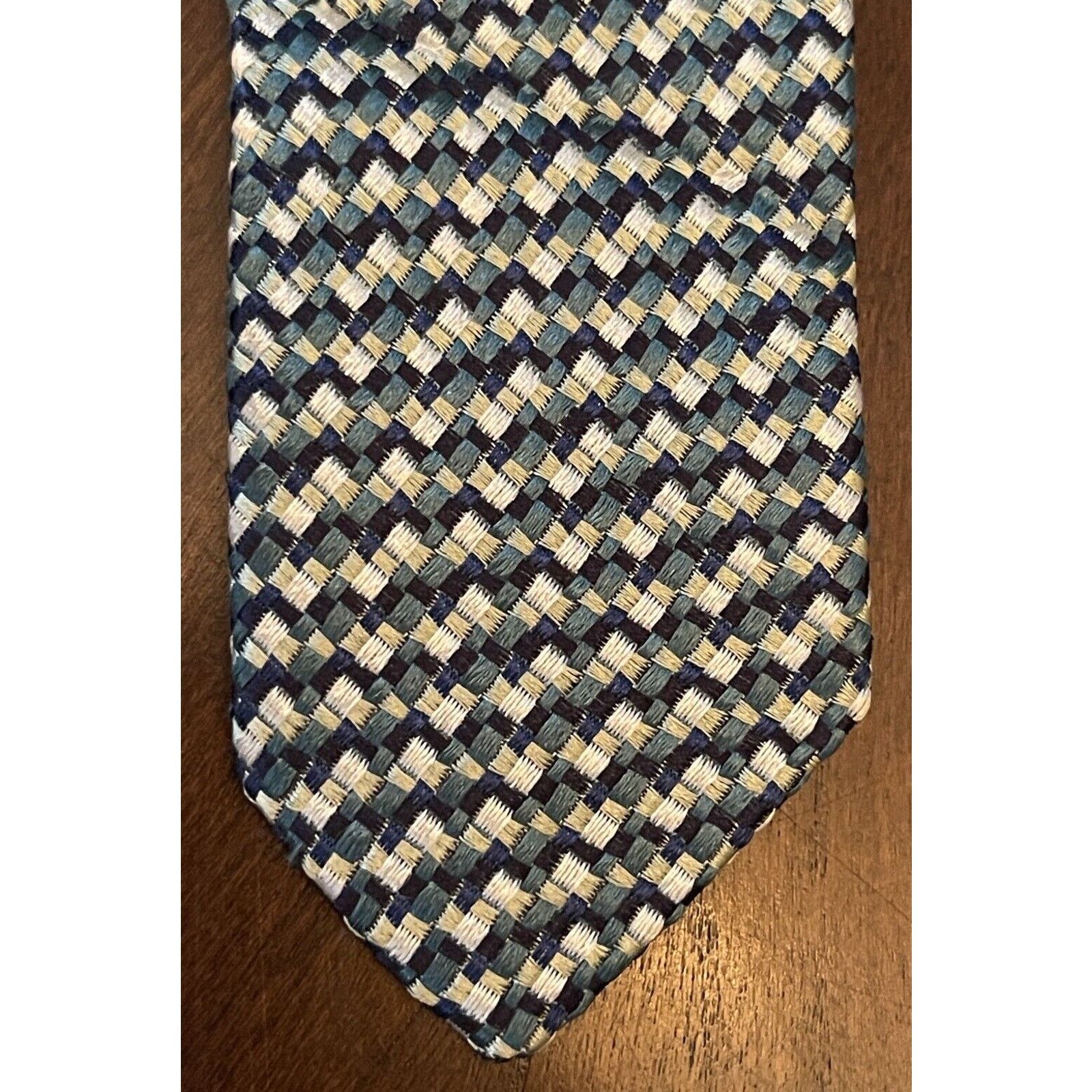 Other Michelle Cravatte Como Green Blue 100% Silk Made In Italy Size ONE SIZE - 6 Thumbnail