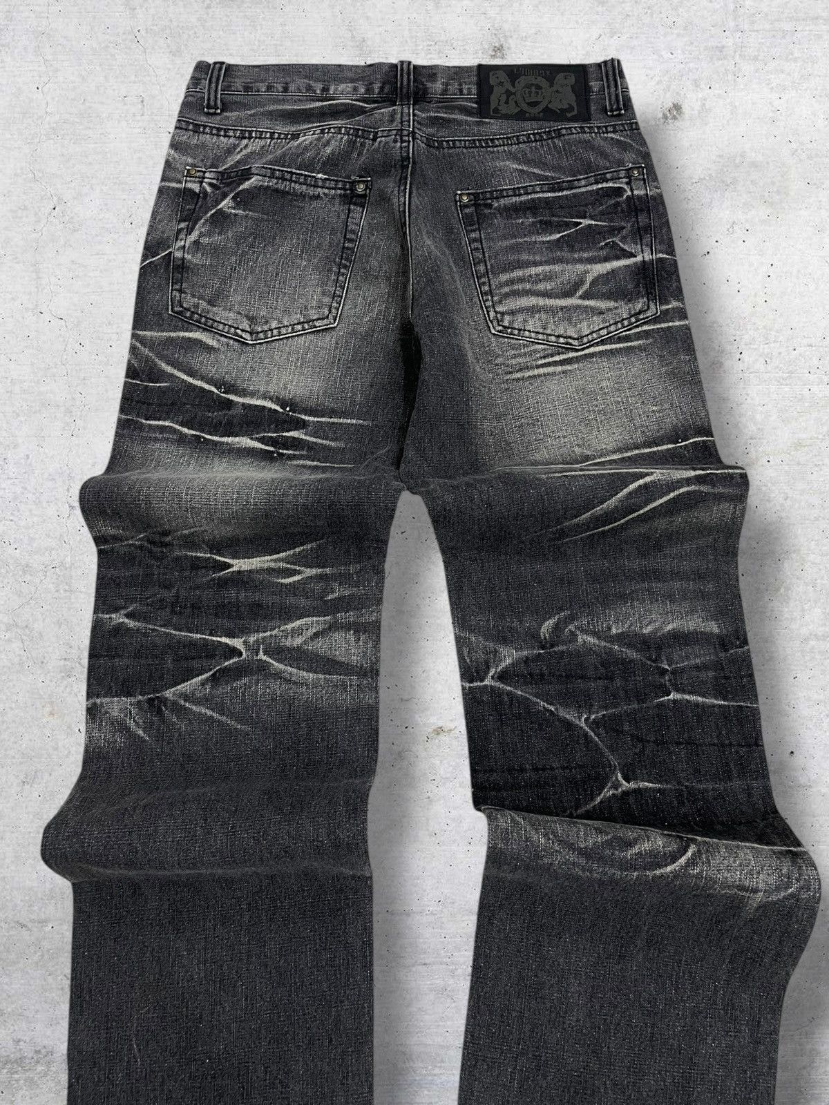 LOWBOX VINTAGE LOWBOX JAPAN OG 90S DESIGNER 3D WHISKER EFFECT DENIM Size US 29 - 11 Thumbnail
