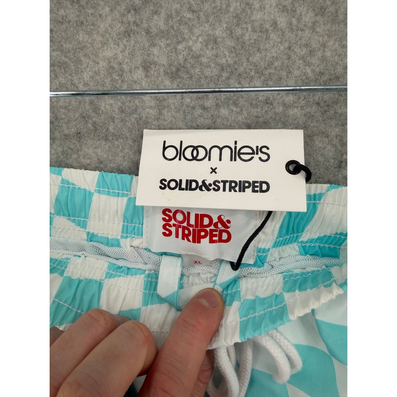 Solid & Striped NWT Bloomie's x Solid & Striped Cyan Wavy Check Swim Trunks Size US 35 - 3 Thumbnail
