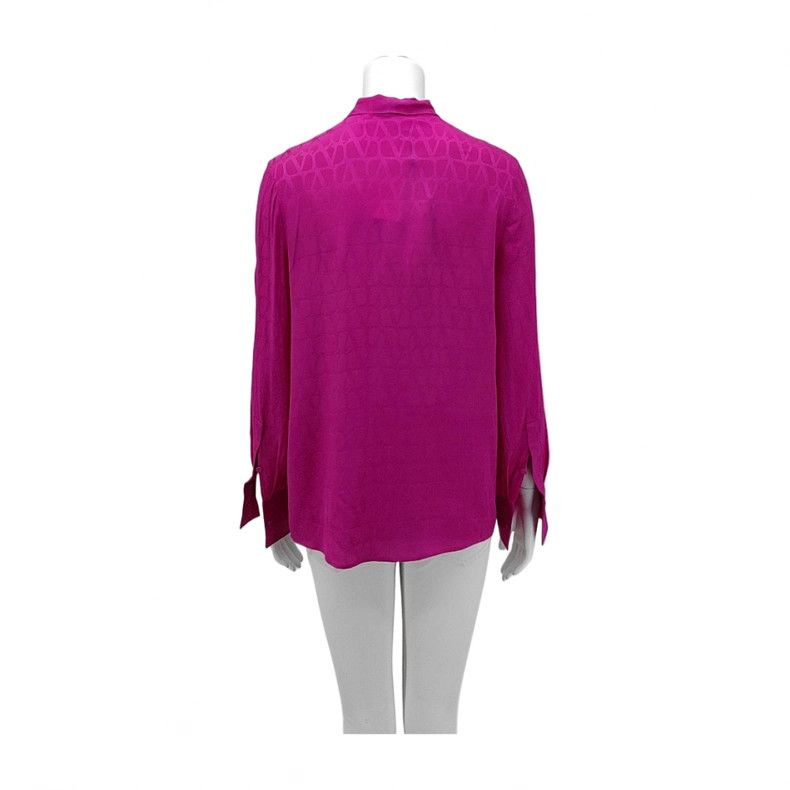 Valentino Valentino Rose red mulberry silk shirt with long sleeves Size S / US 4 / IT 40 - 2 Thumbnail