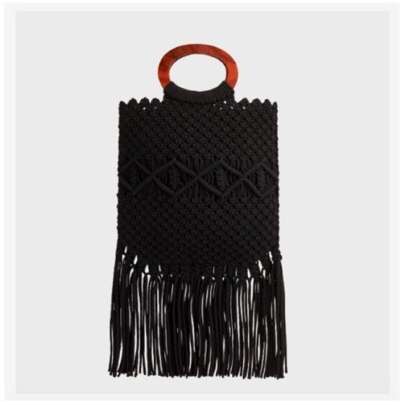 Other Danielle Nicole Black Macrame Fringe Bag Size ONE SIZE - 2 Thumbnail