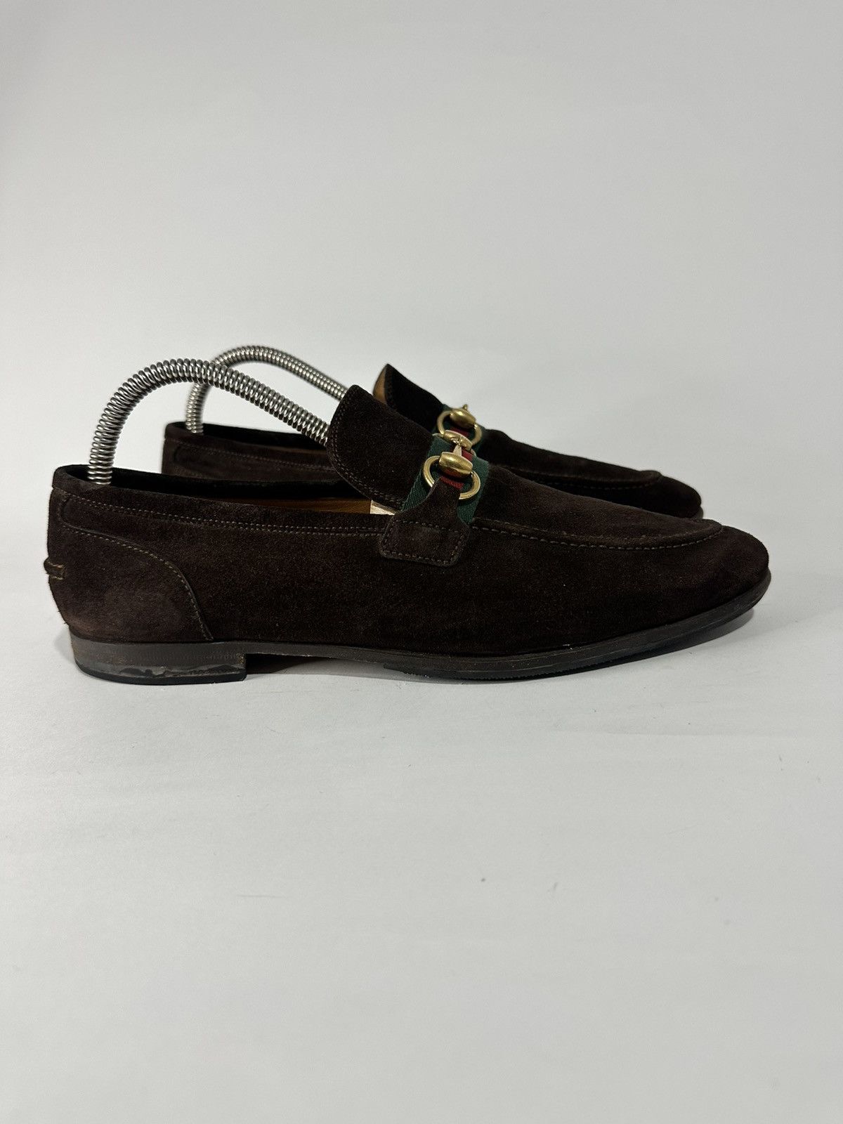 Gucci Gucci Dark Brown Suede Horsebit Web Loafers Size 41.5/8.5 US Size US 8 / EU 41 - 3 Thumbnail